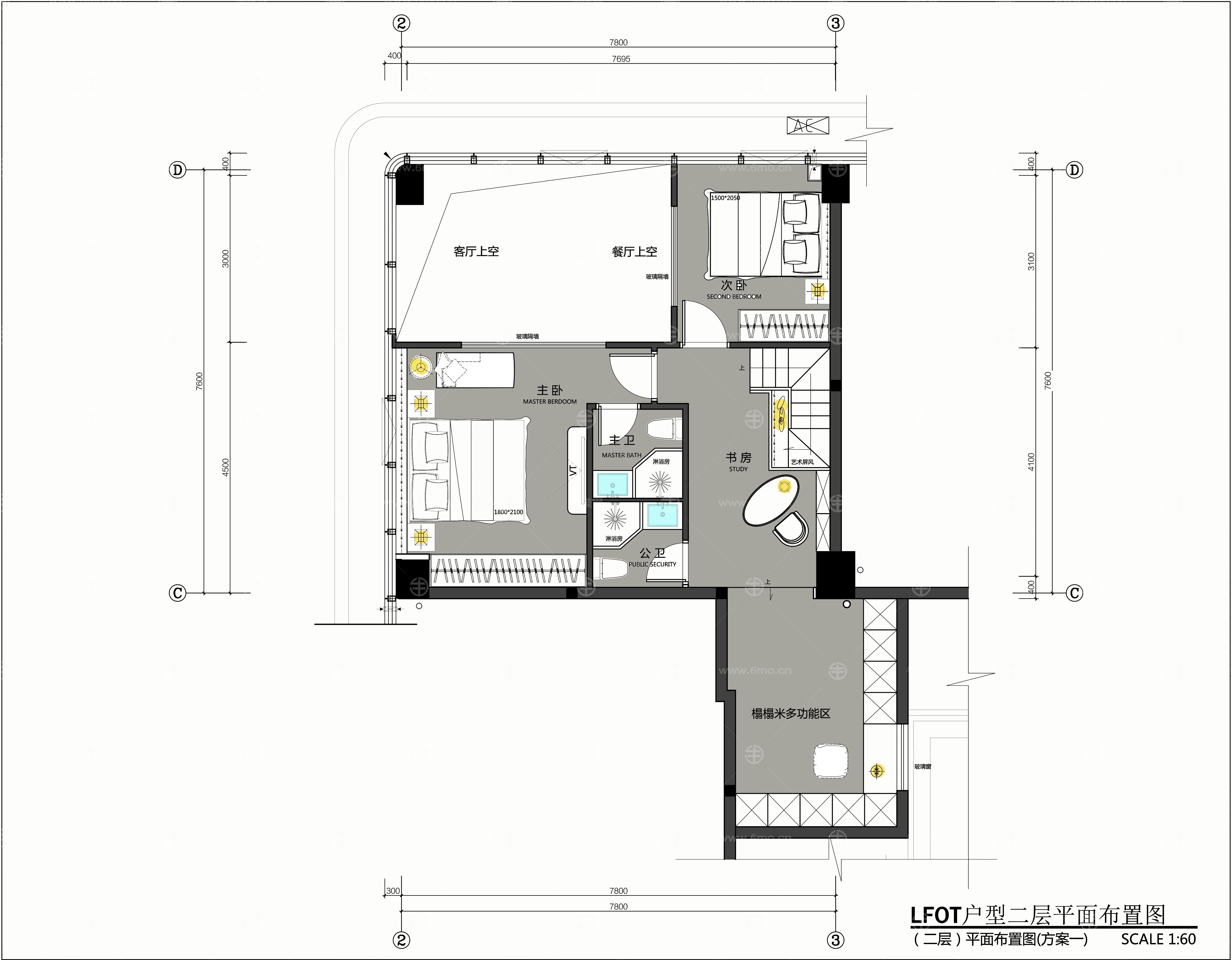 LOFT复式结构平面方案及PSD文件