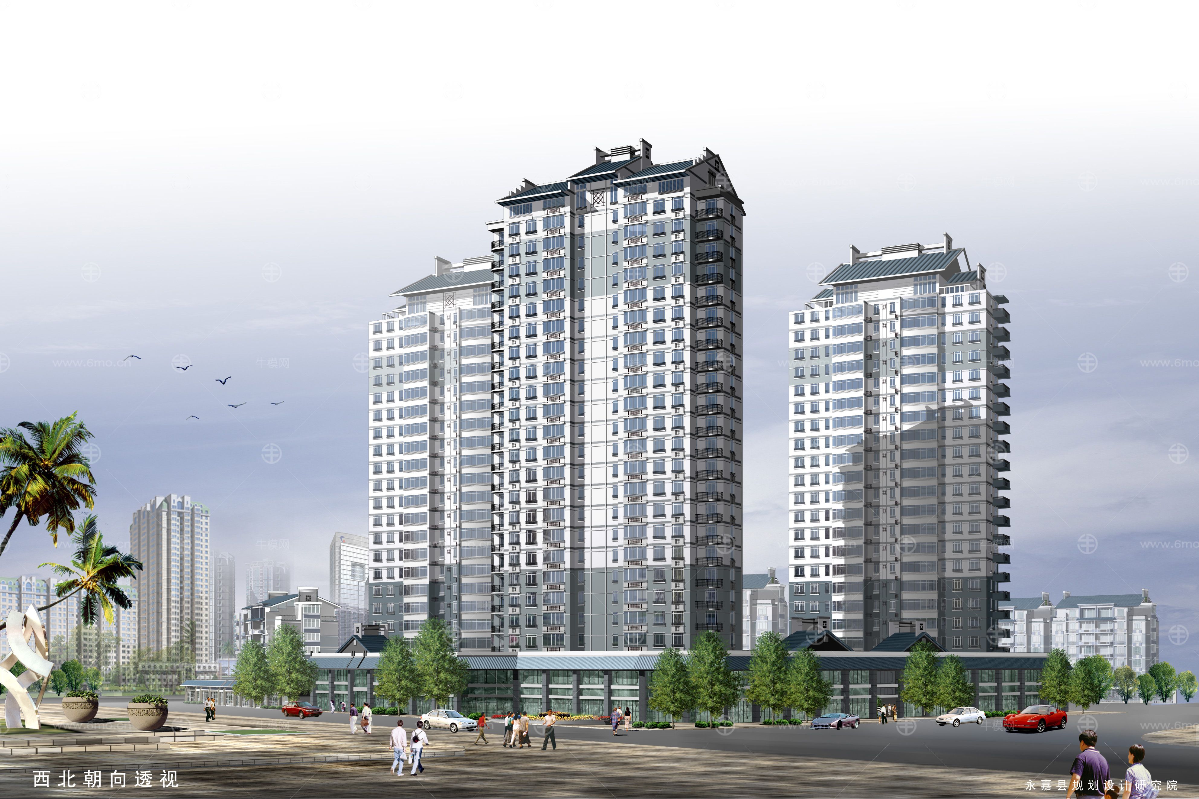 某花园综合住宅区详细规划建筑图及效果图