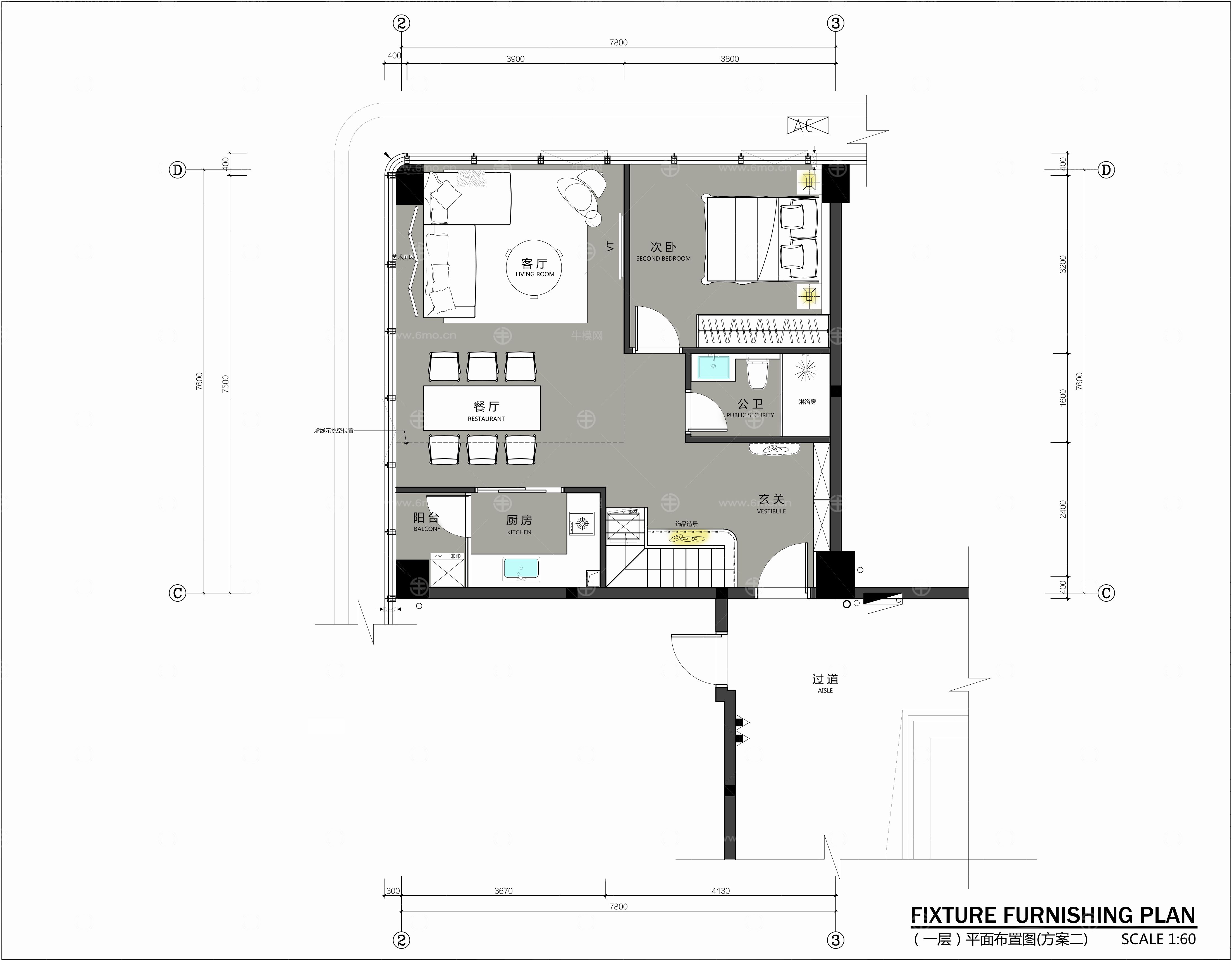 LOFT复式结构平面方案及PSD文件