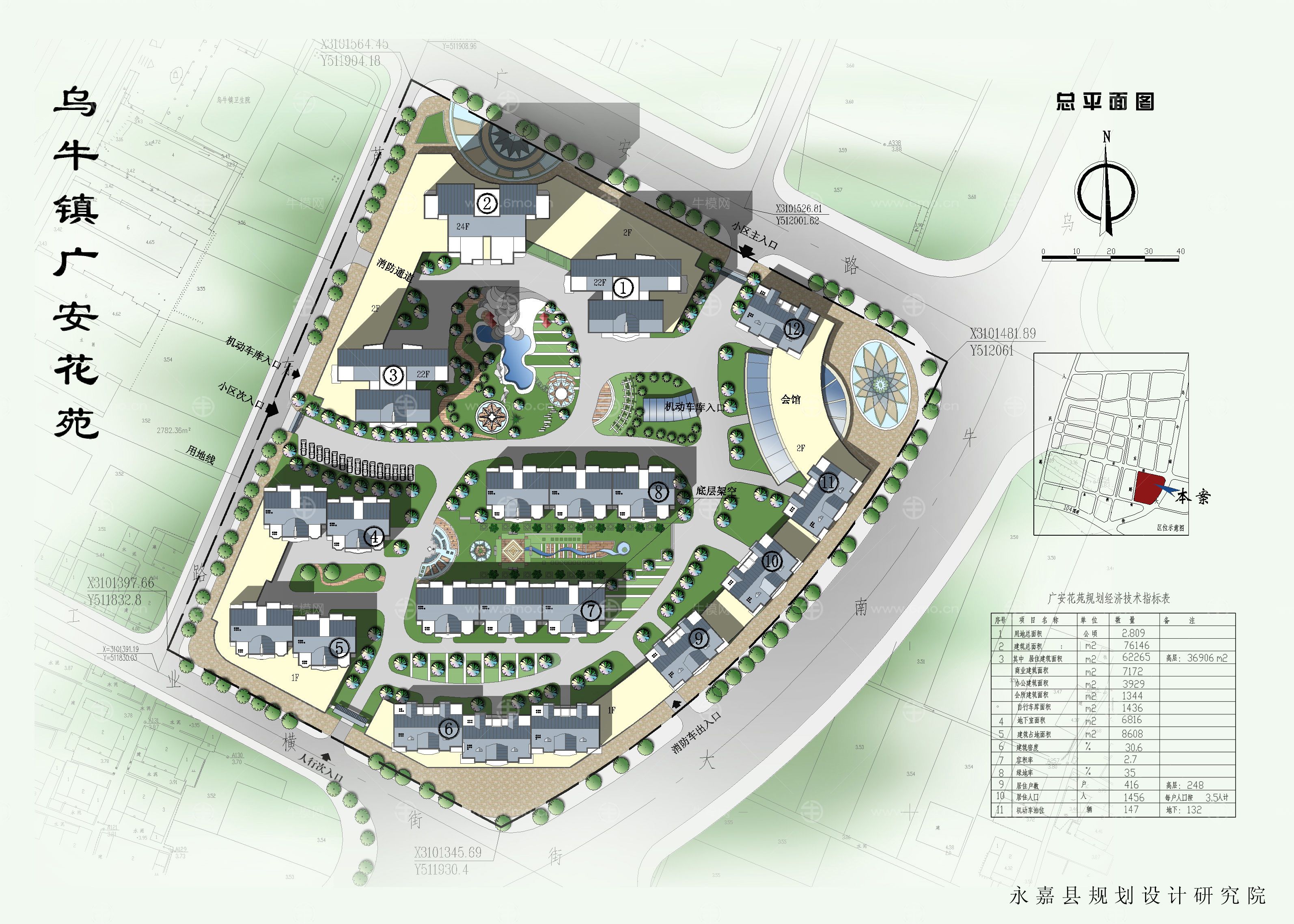 某花园综合住宅区详细规划建筑图及效果图