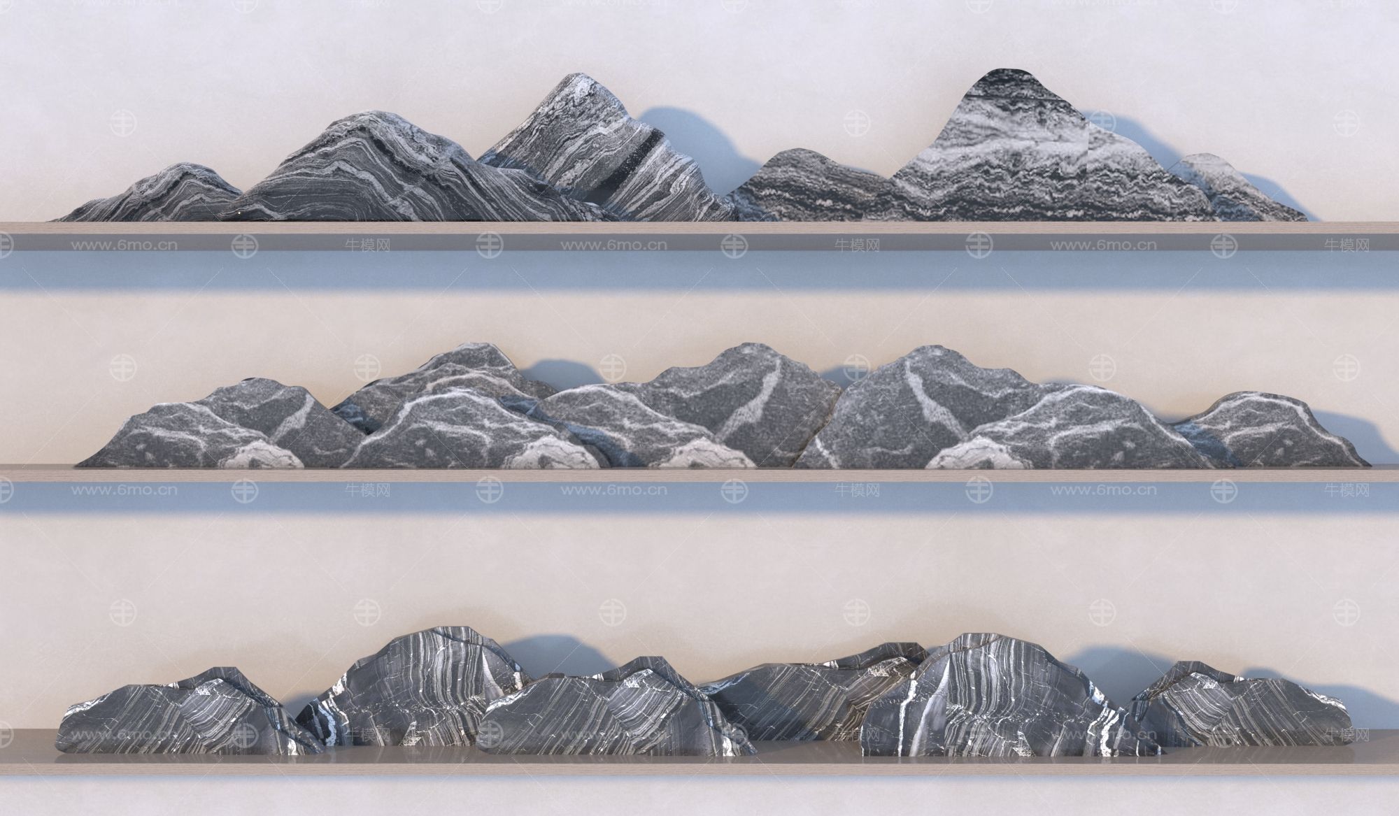 新中式雪浪石组合3D模型