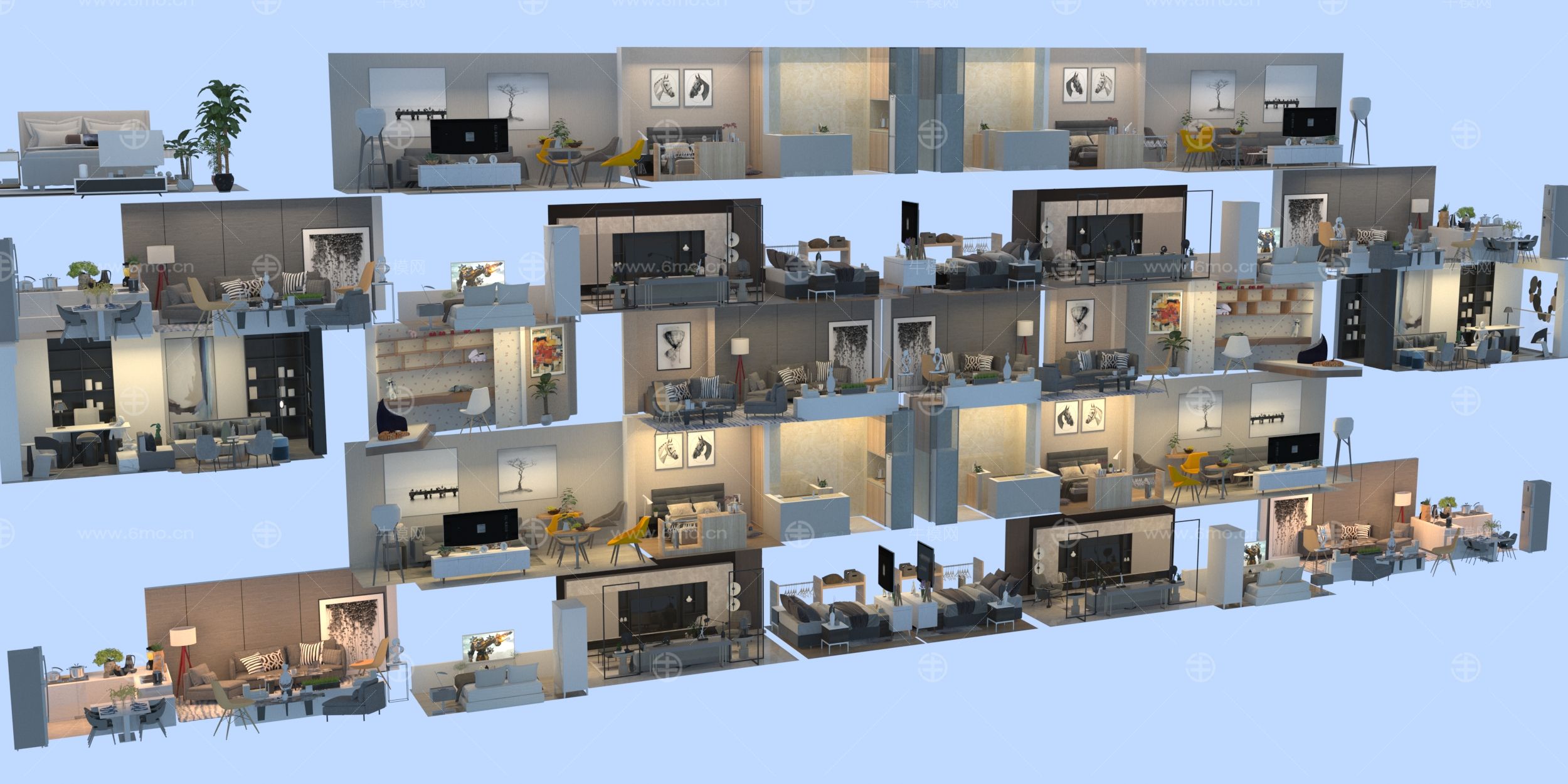 现代住宅室内合集3D模型