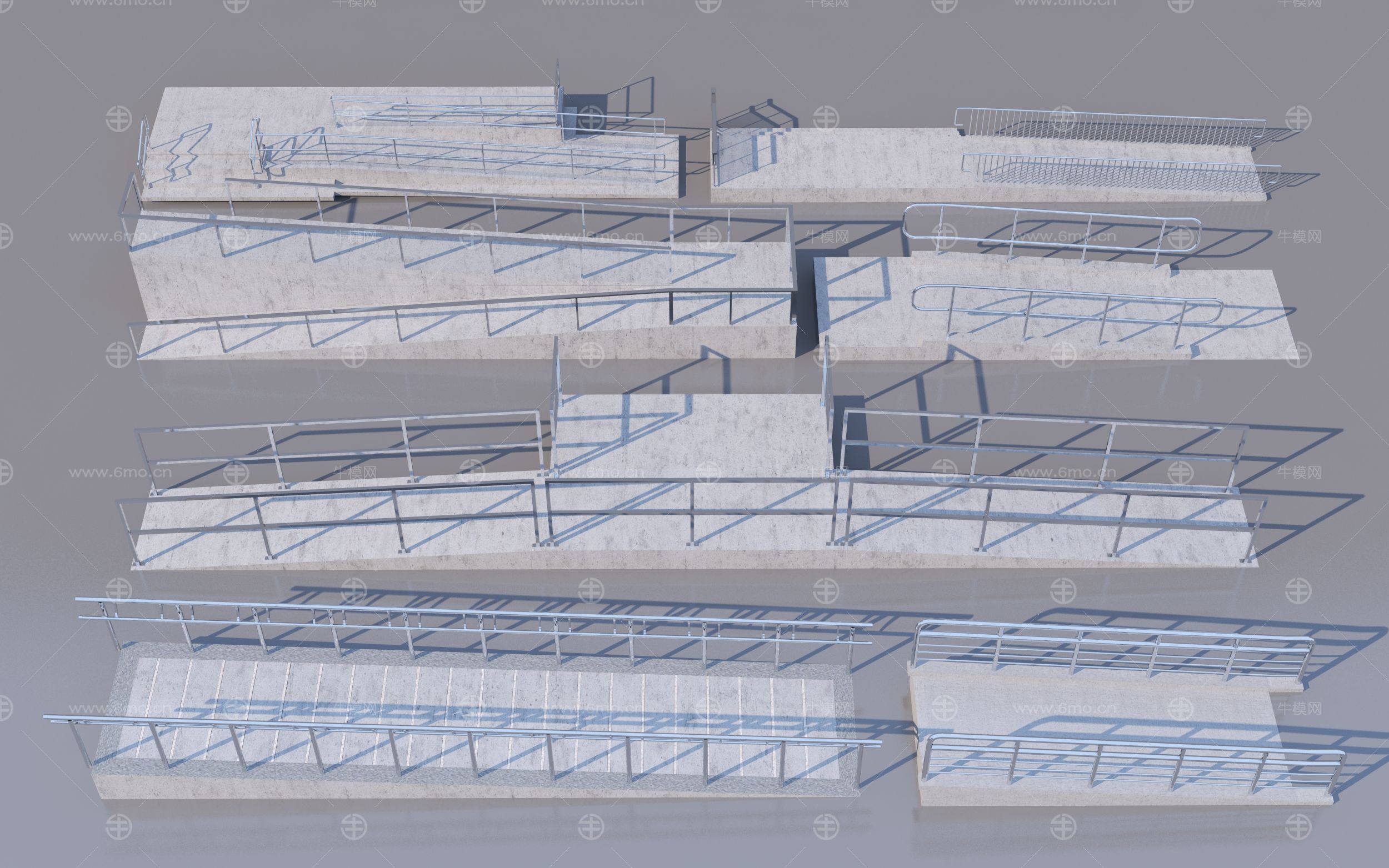 现代无障碍坡道3D模型