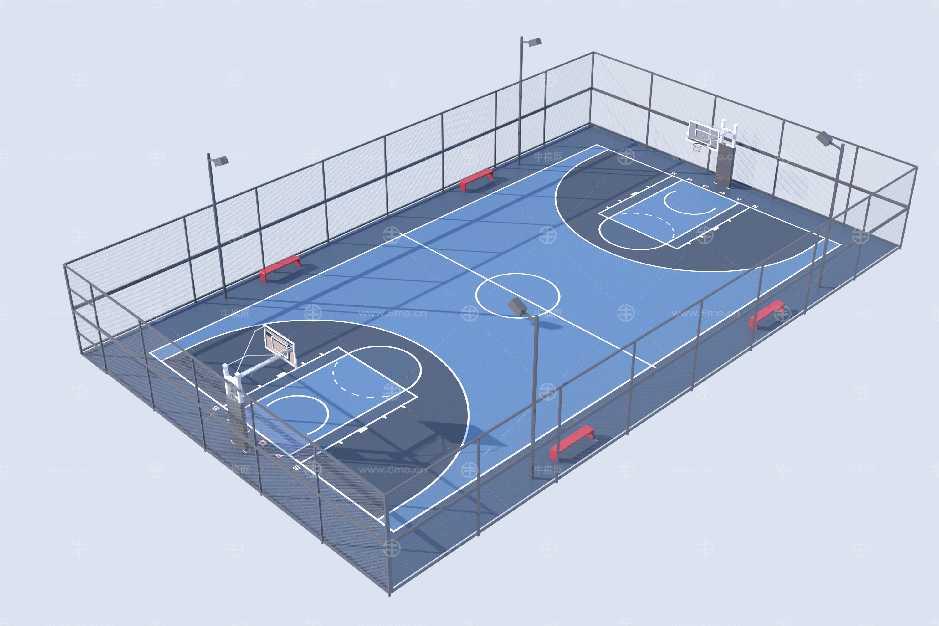 现代篮球场3D模型