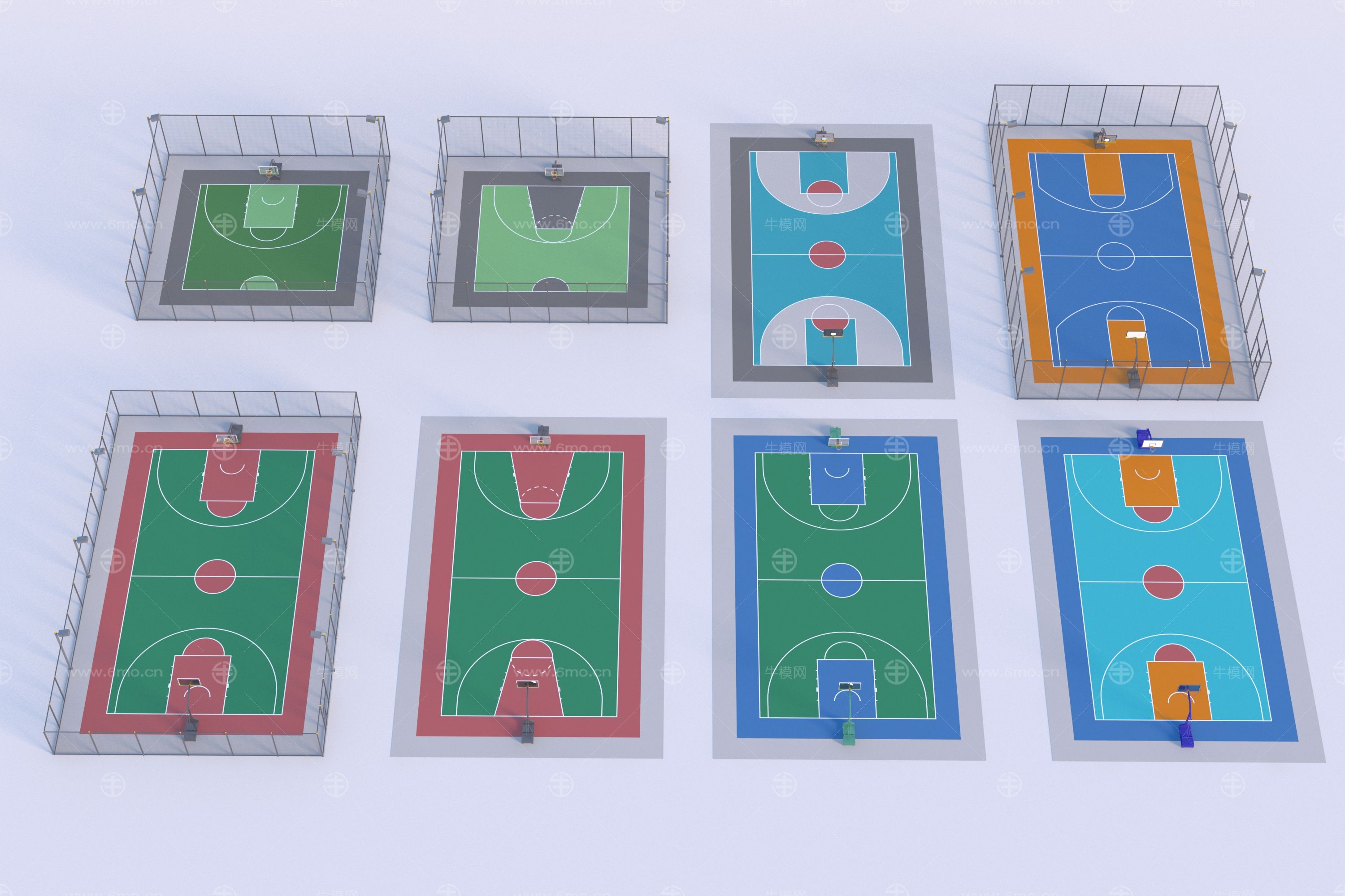 代篮球场组合3D模型