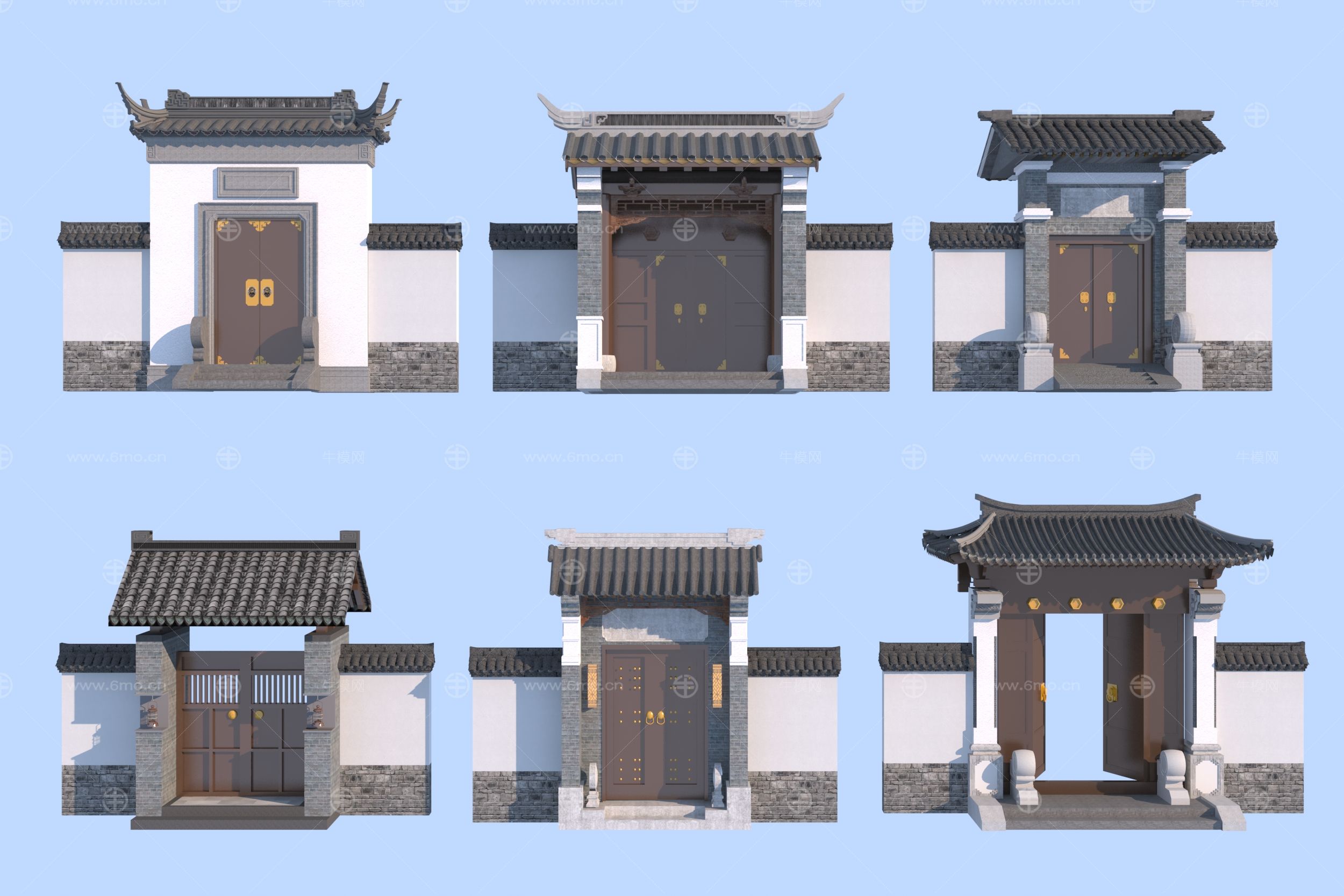 中式别墅院门3D模型