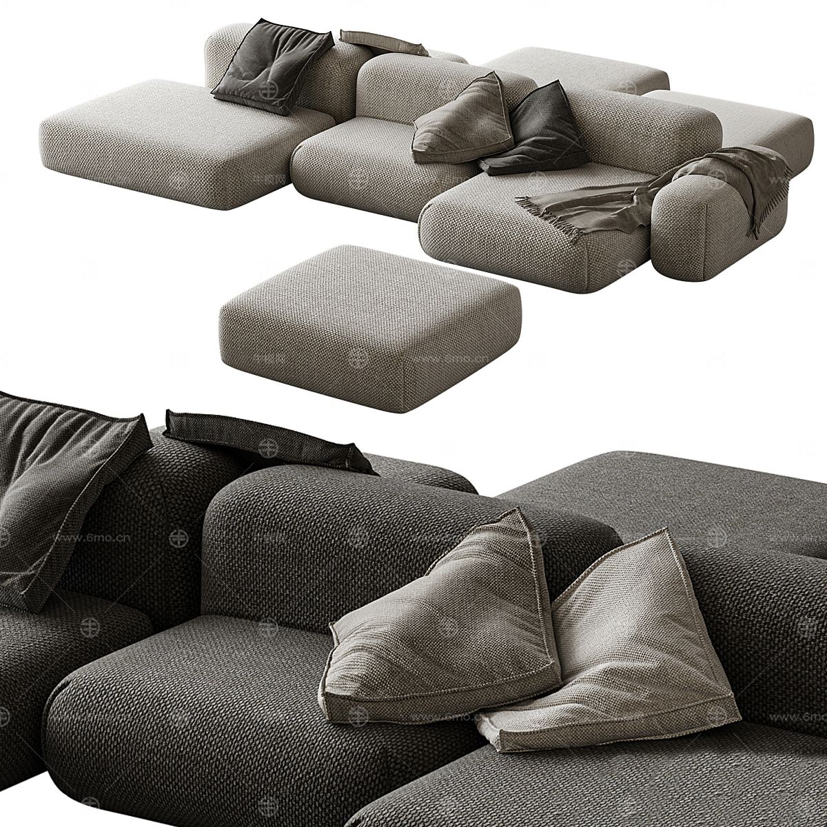 现代模块布艺沙发