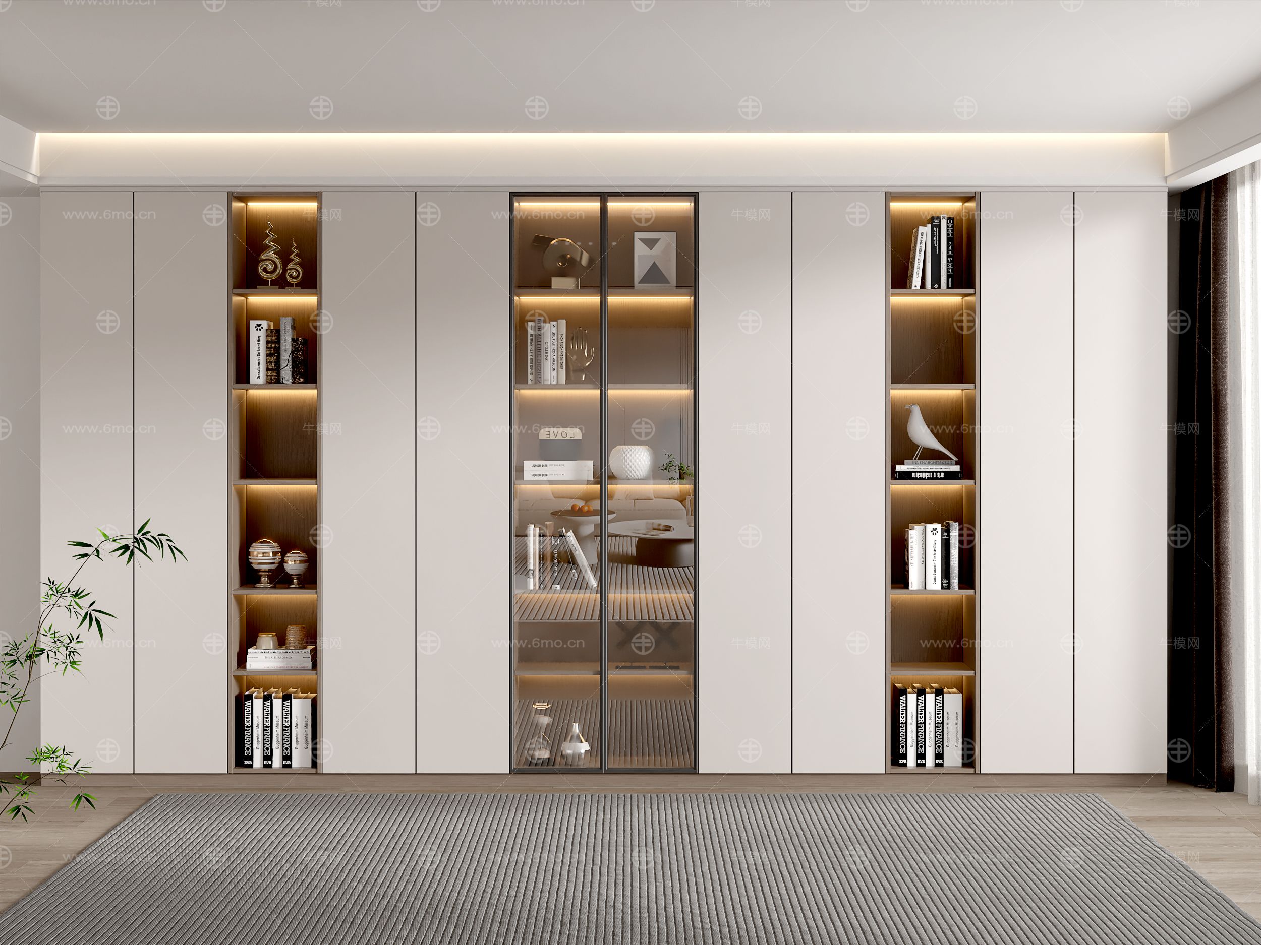 现代书柜 装饰柜 现代书柜 书籍组合 书架 摆件 装饰摆件 开放实木书柜