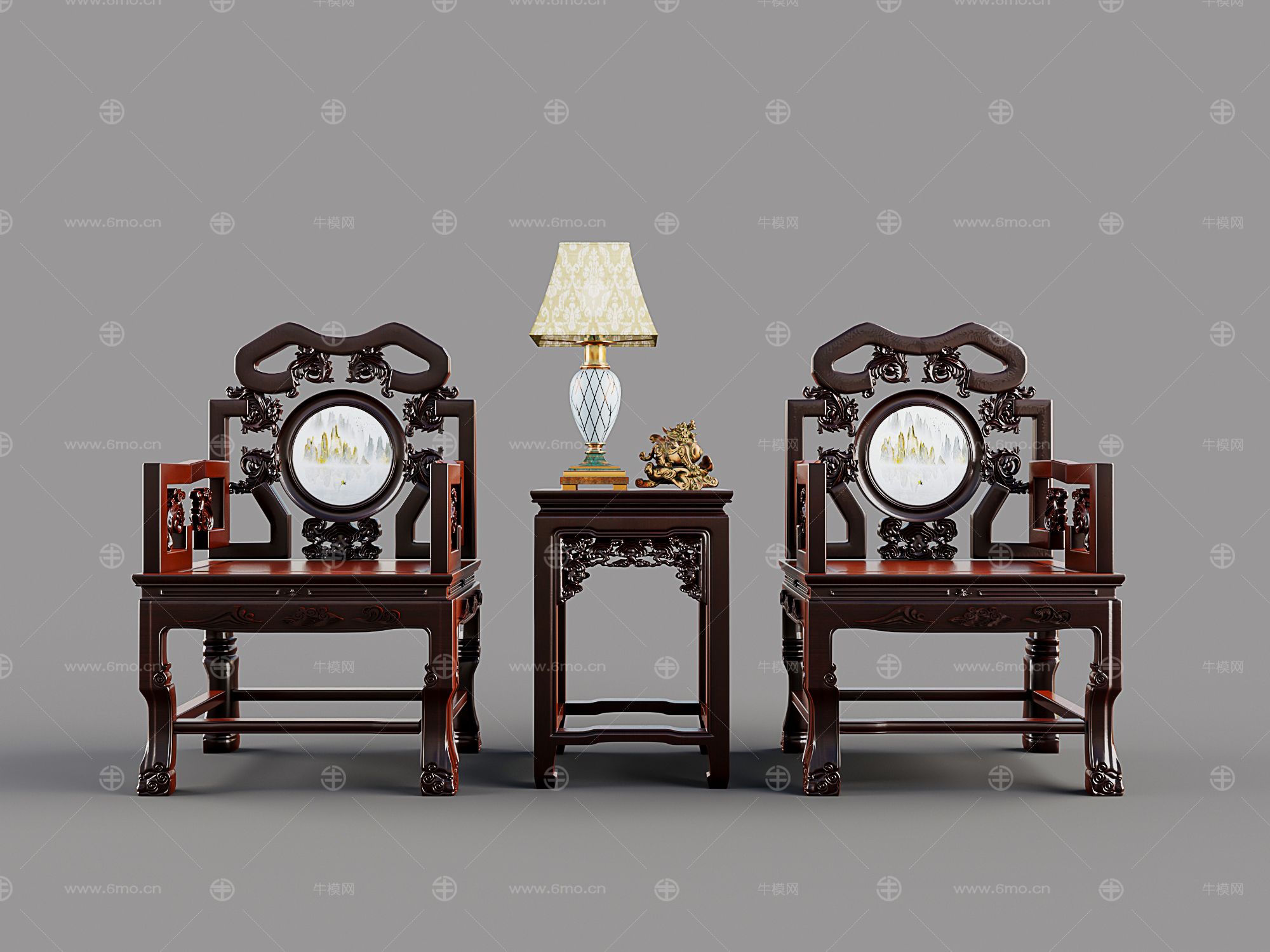 中式红木茶桌椅组合