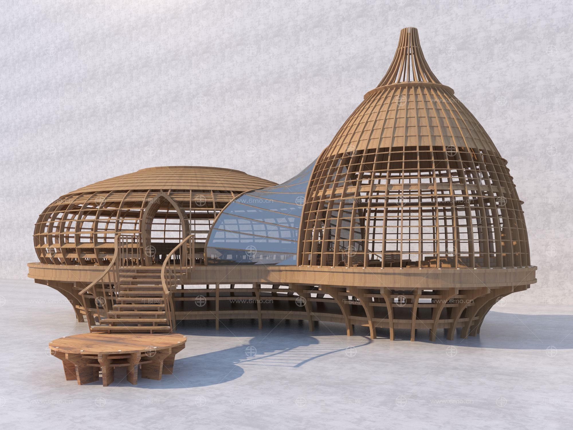 现代木质生态建筑3D模型
