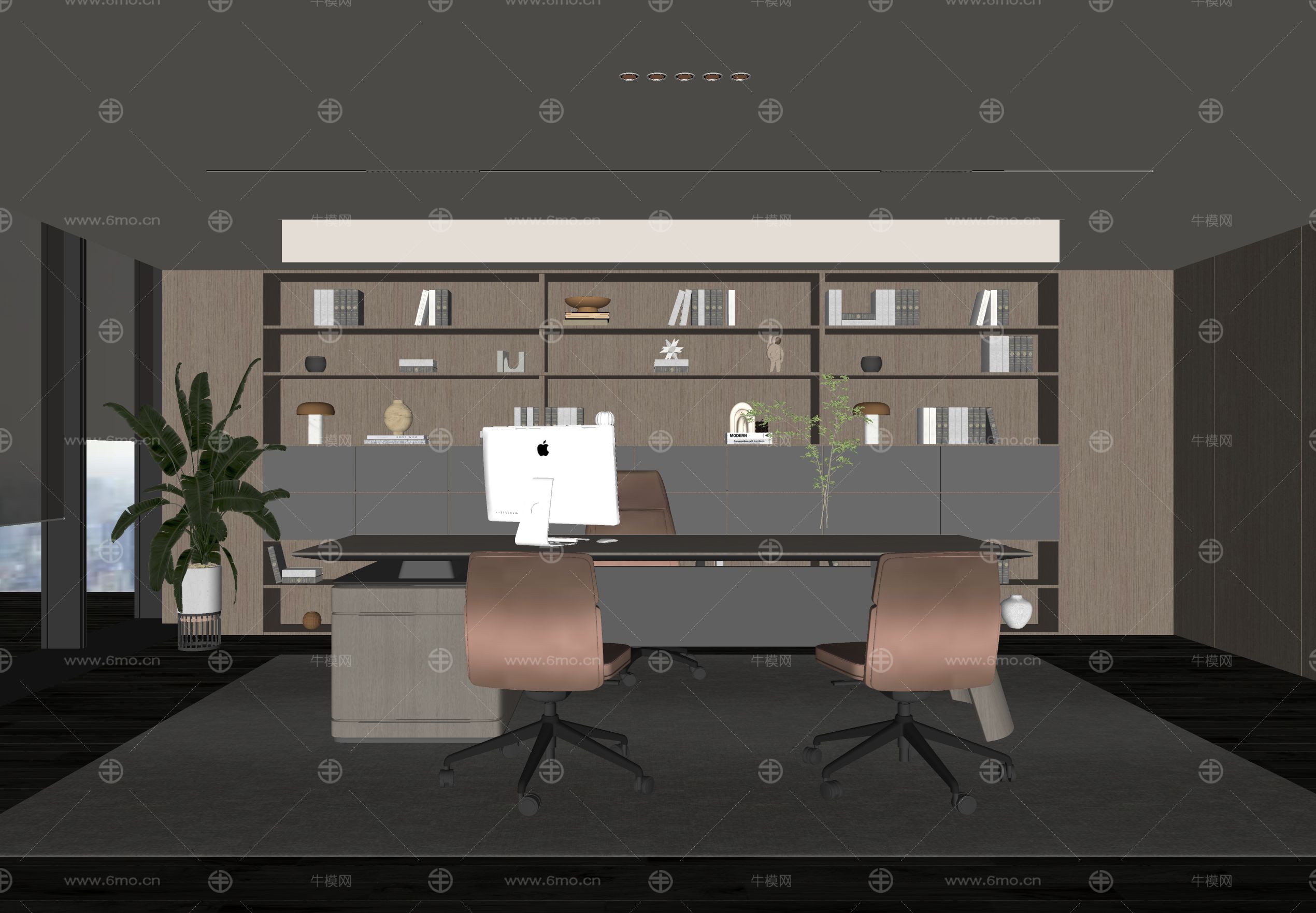 现代办公室 经理 办公桌椅 办公沙发 办公椅 书柜 地毯 装饰柜 卷帘