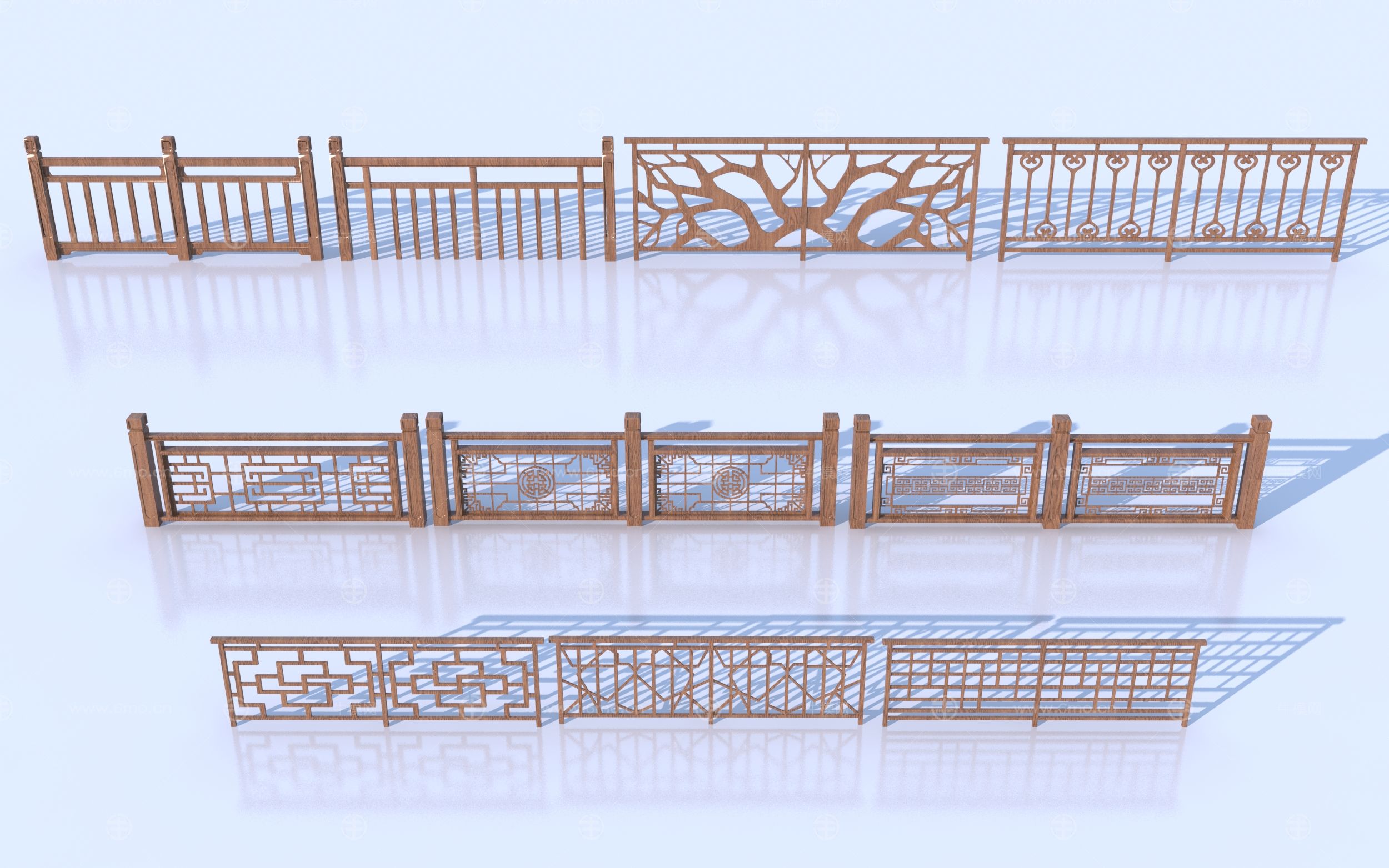 中式木栏杆3D模型