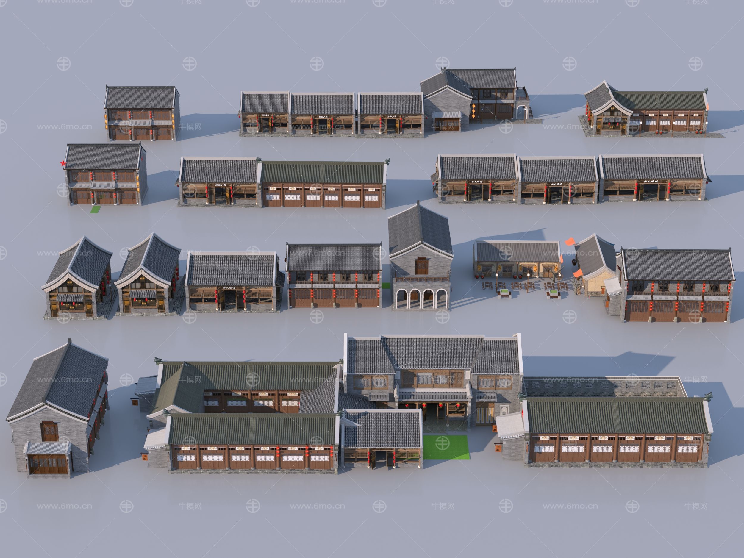 中式商业街建筑合集3D模型