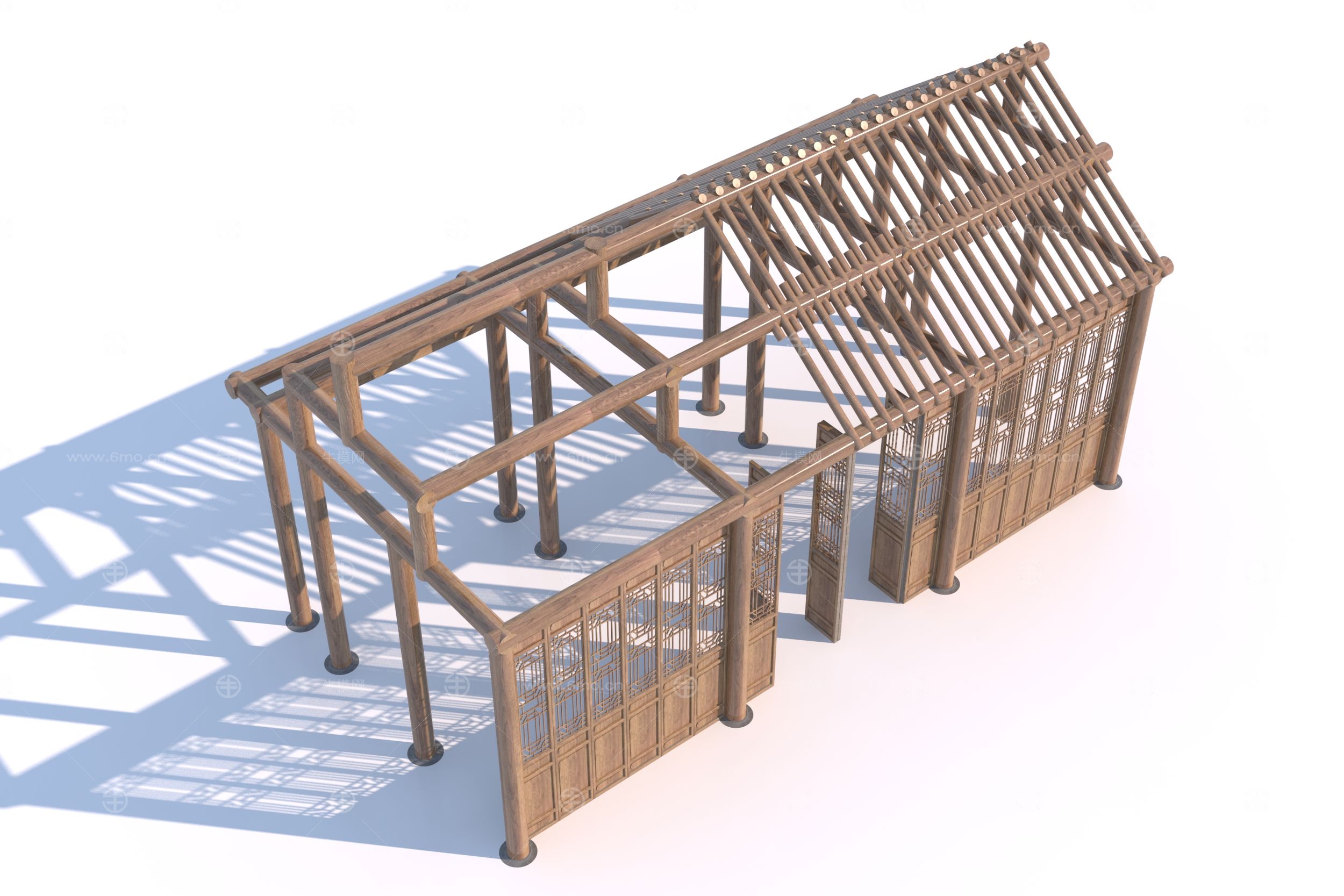 中式古建筑框架3D模型