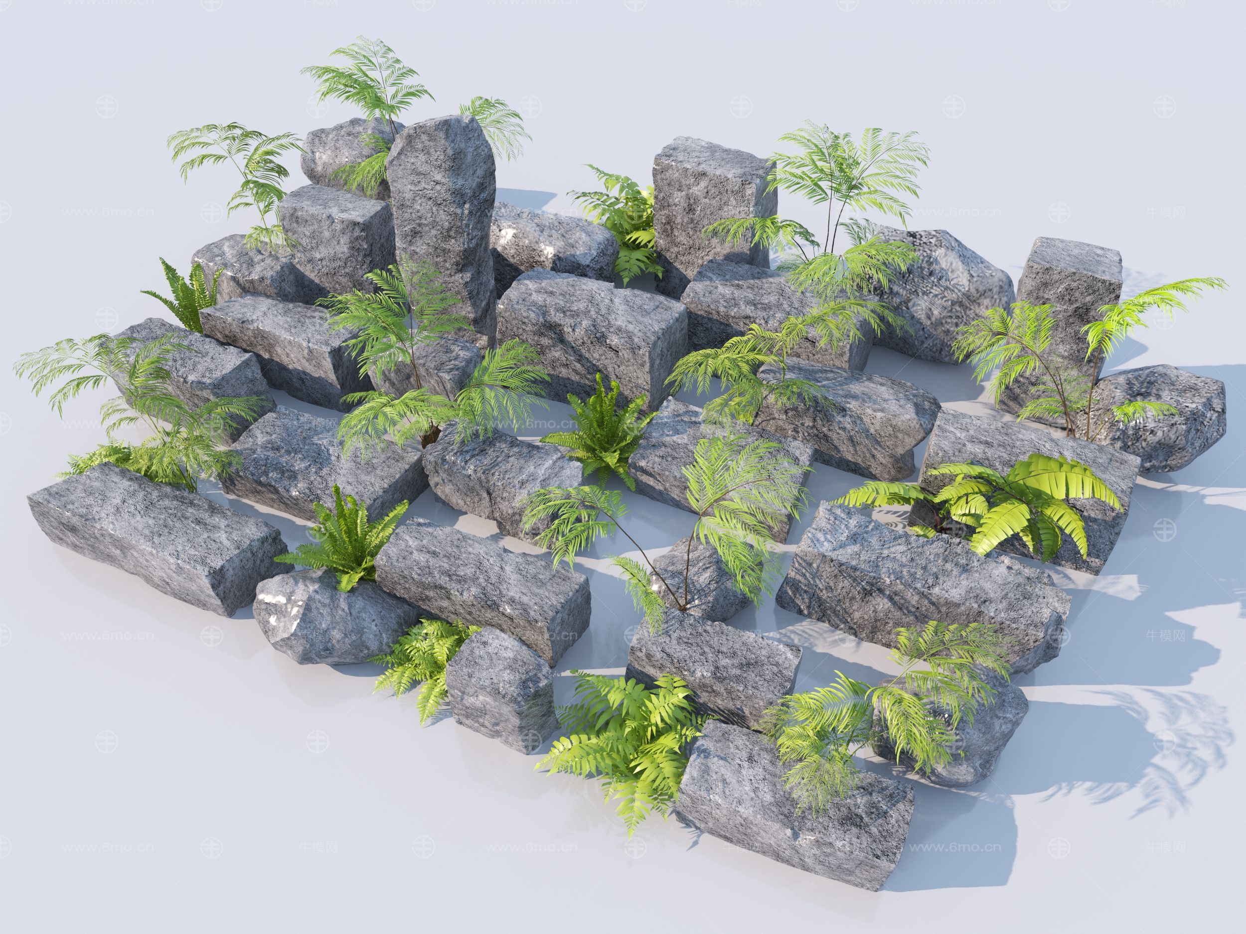 现代景观石头组合3D模型