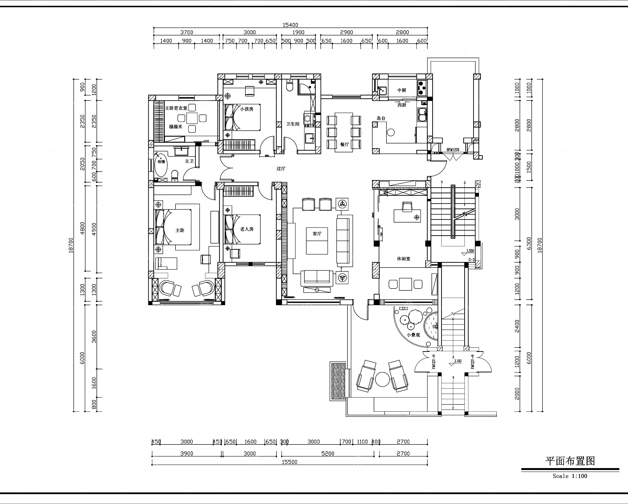 家装施工图，CAD,新中式风格