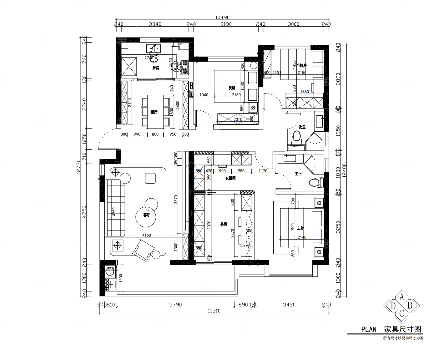 现代，CAD，家装施工图
