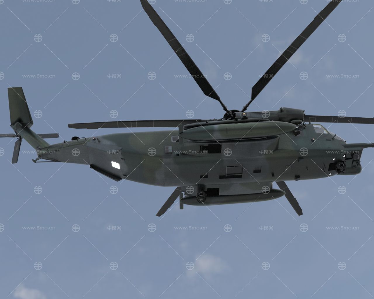 MH53海龙直升机带驾驶舱控制台舱门可开关