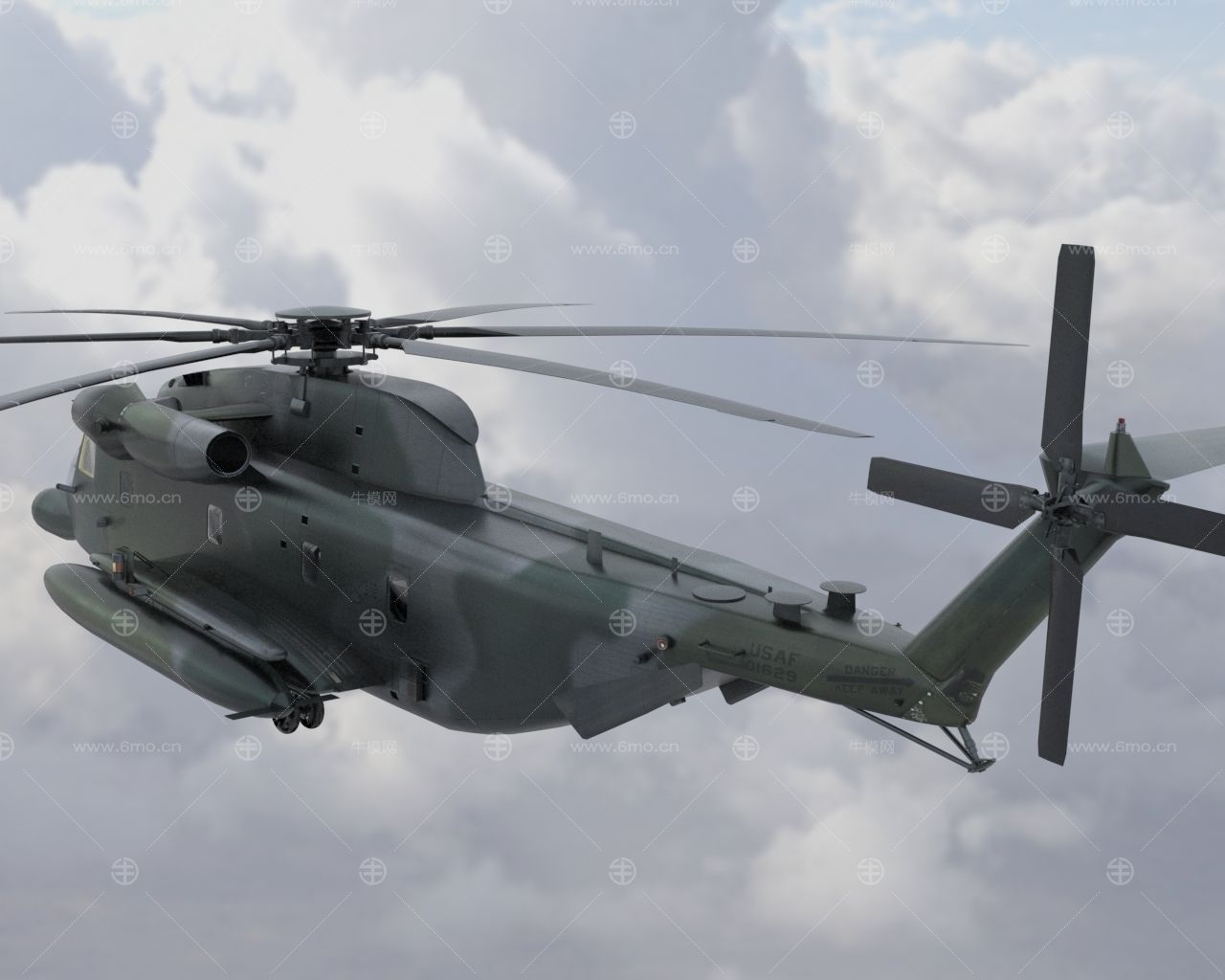 MH53海龙直升机带驾驶舱控制台舱门可开关