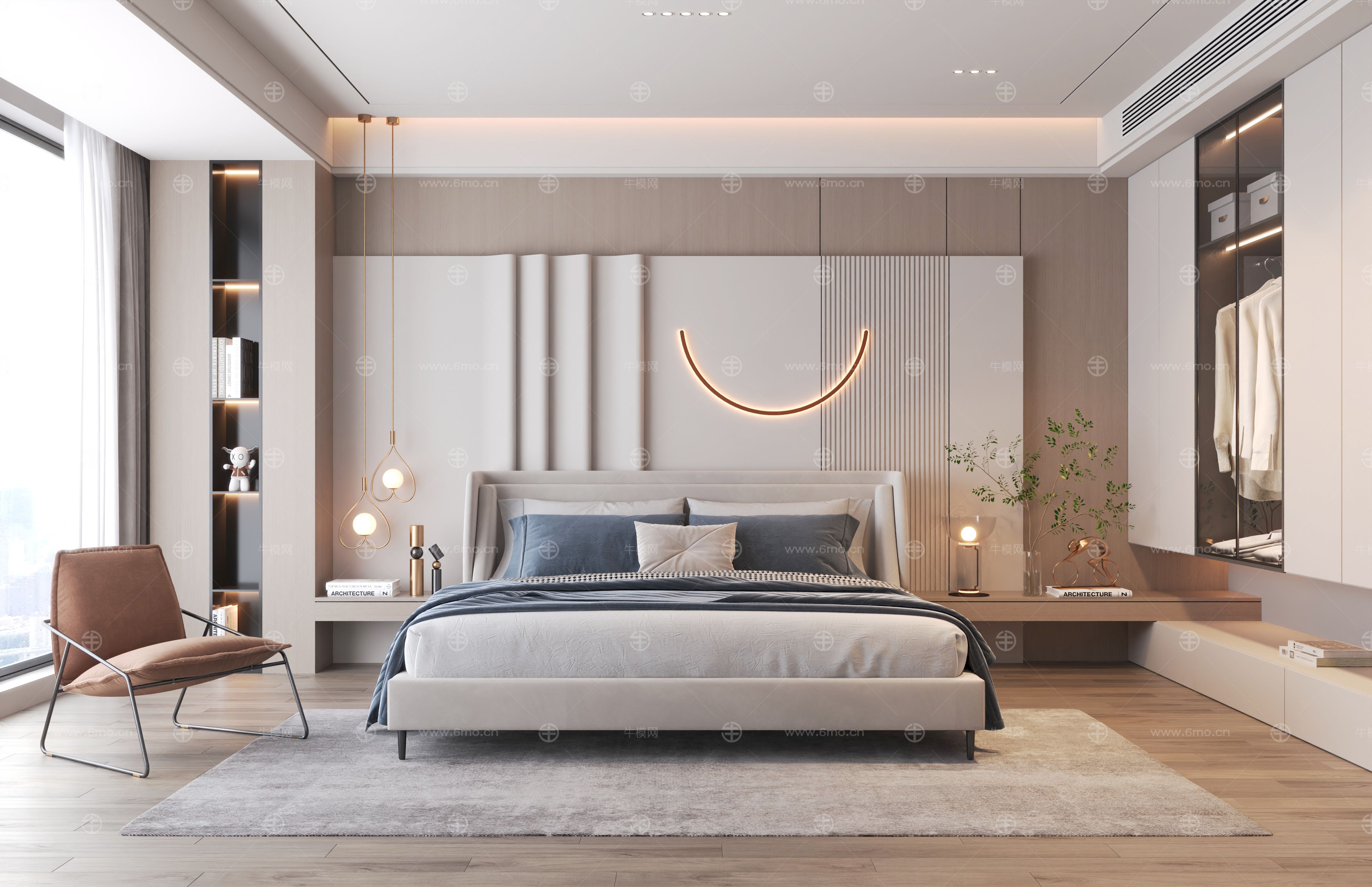 现代家居卧室3d模型下载