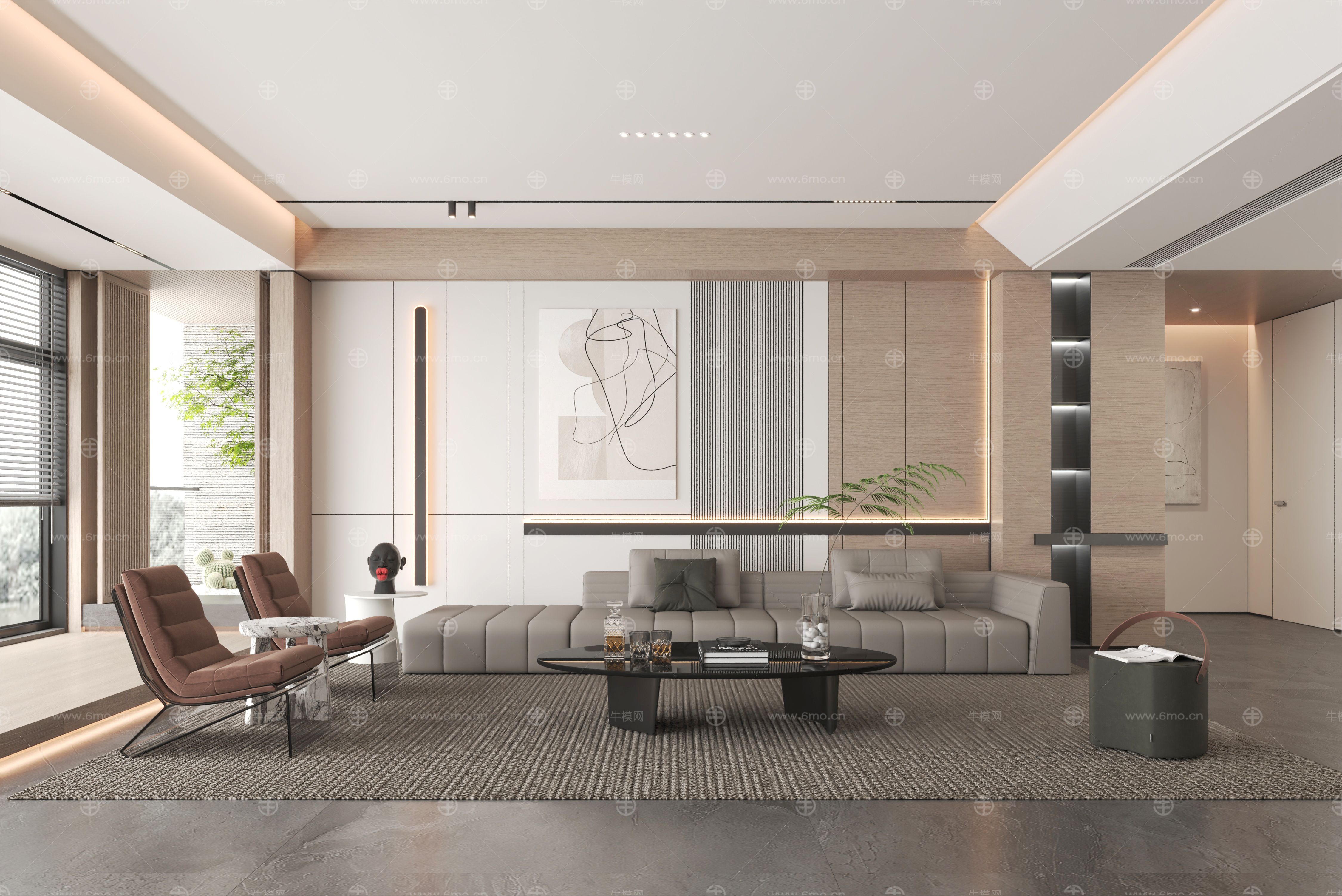 现代家居客厅3d模型下载