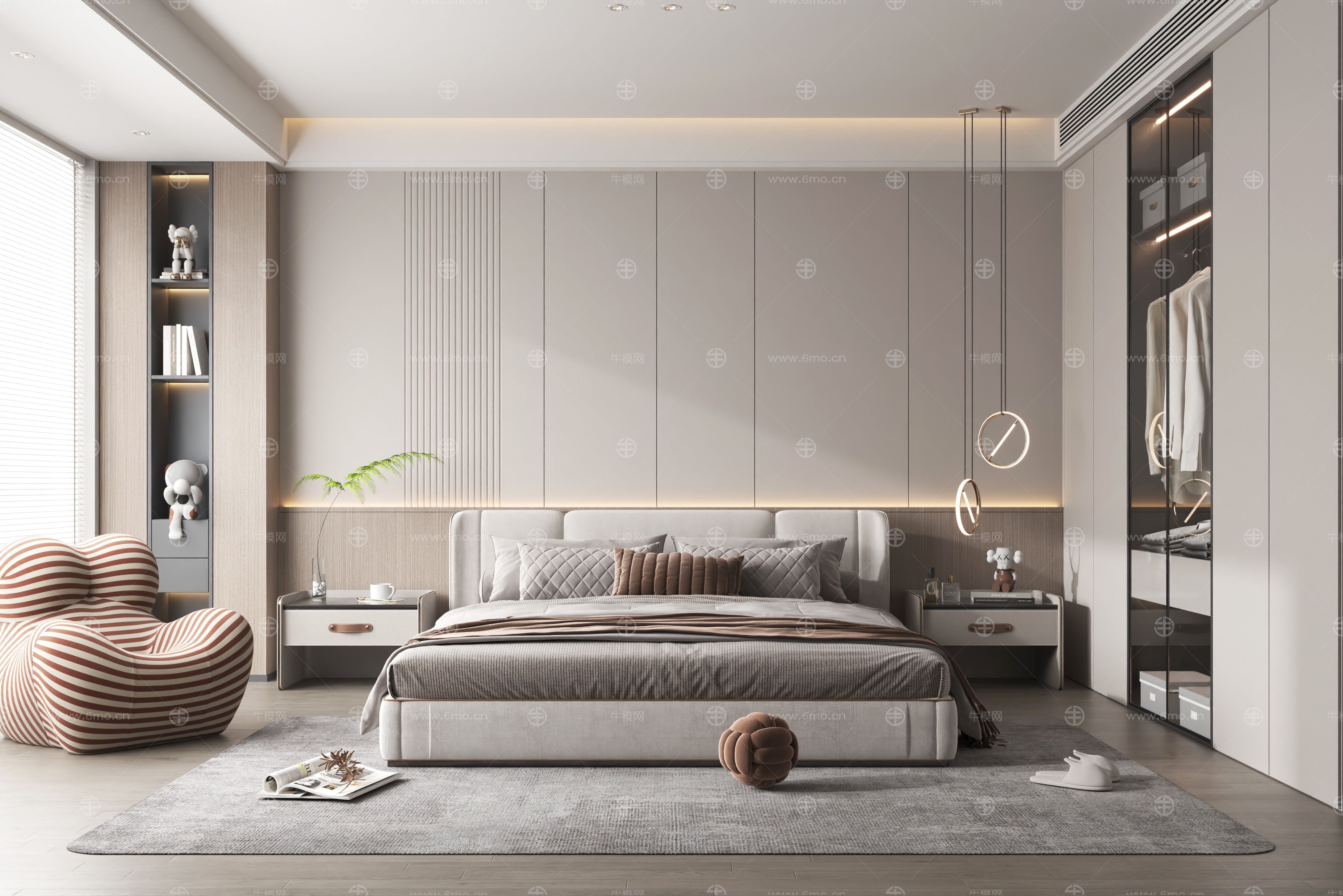 现代家居卧室3d模型下载