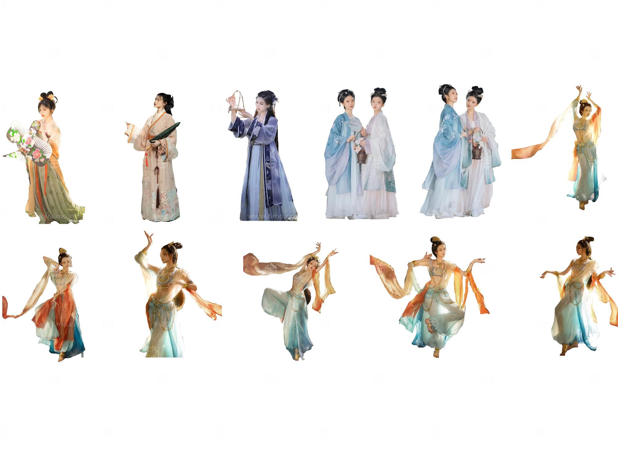 2d人物中式古风古典汉服女人美女人物女子中式礼服站姿人物嫦娥仙女