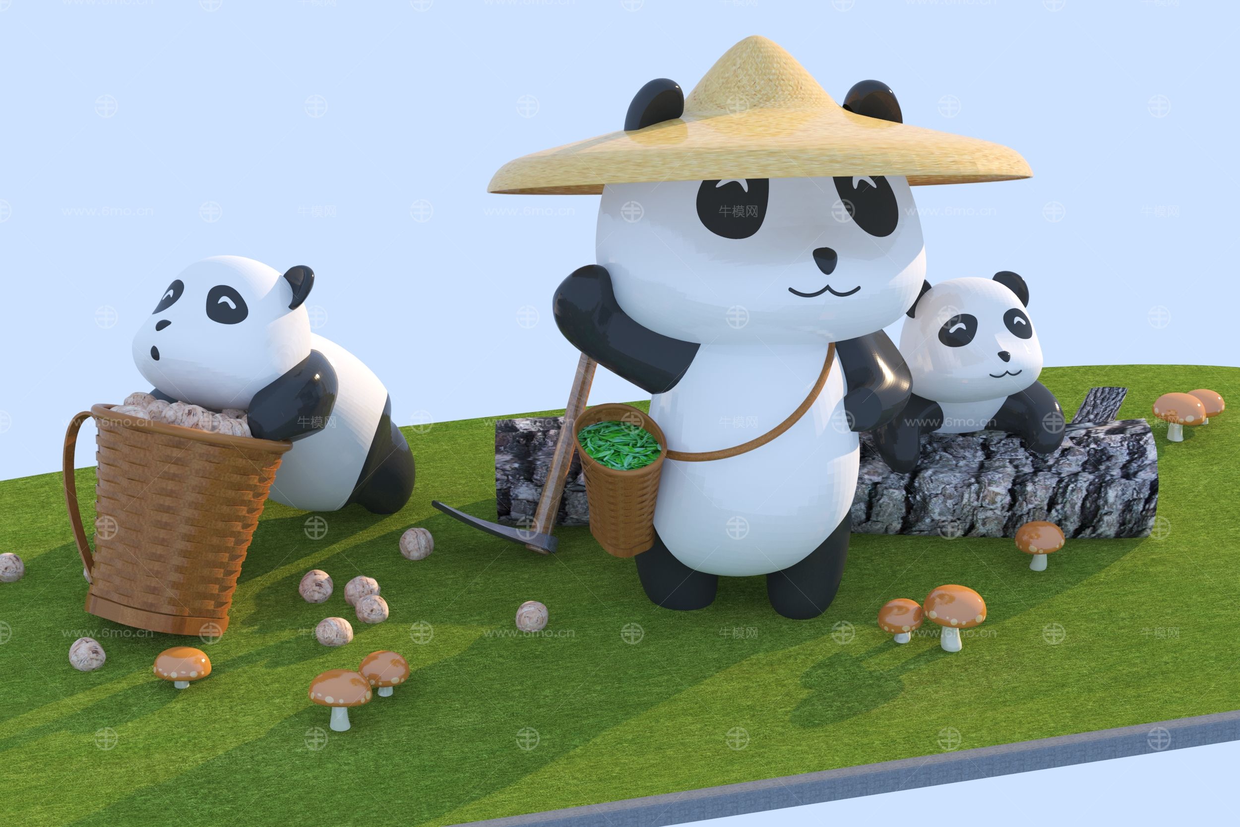 现代熊猫景观雕塑小品