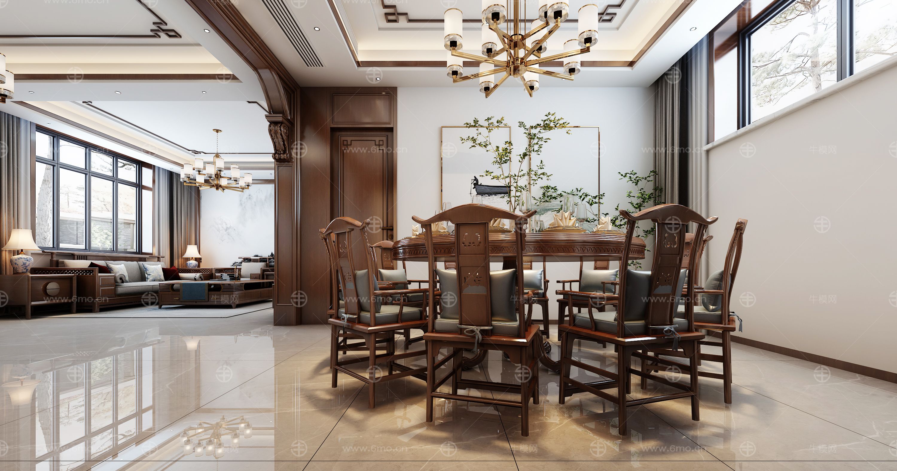 中式客餐厅3D模型