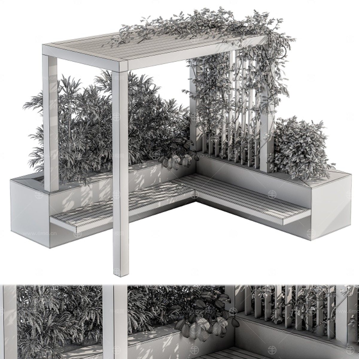 现代建筑户外,景观小品