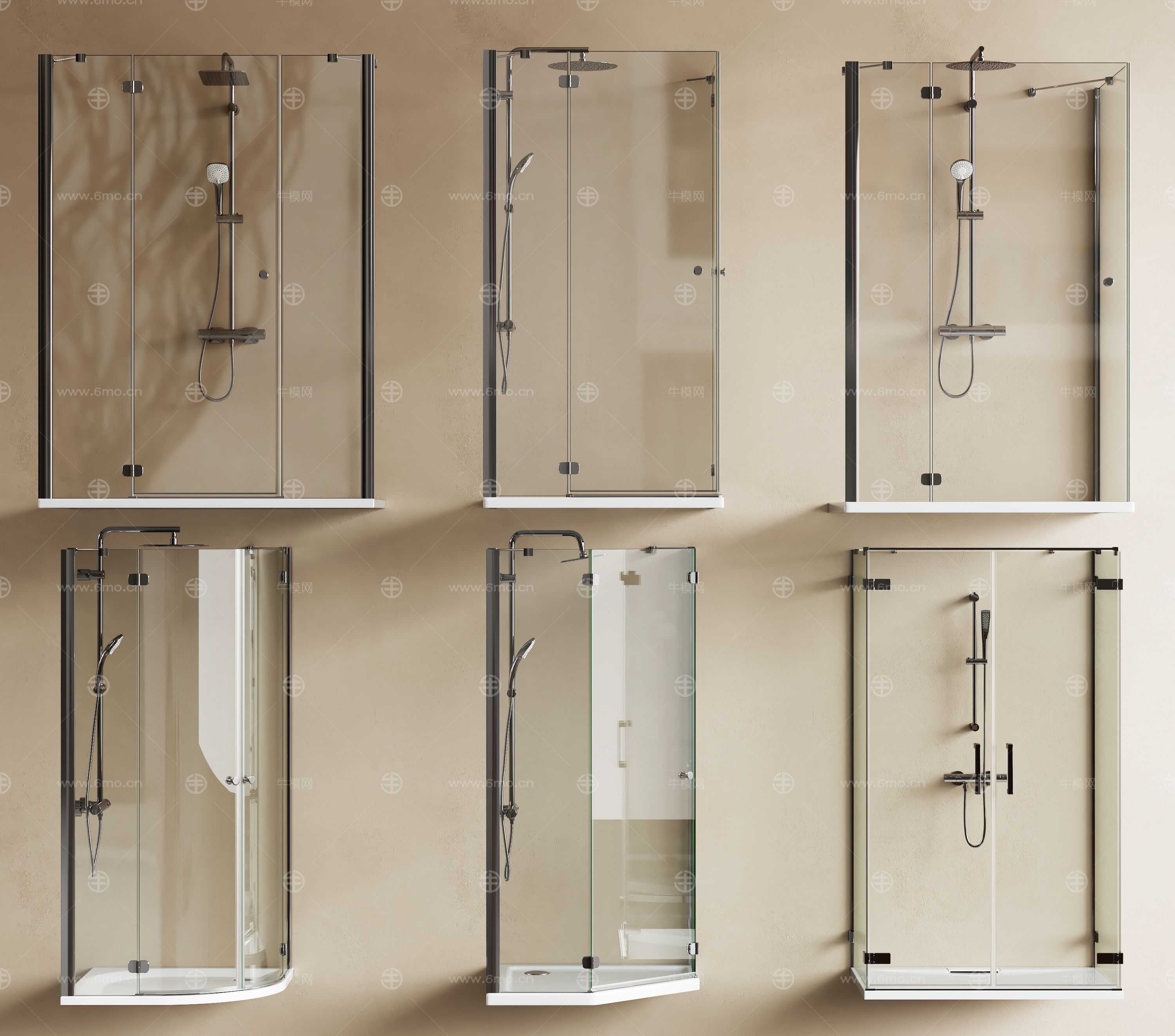 現(xiàn)代淋浴間 淋浴隔斷 圓弧淋浴玻璃隔斷 花灑 衛(wèi)浴五金