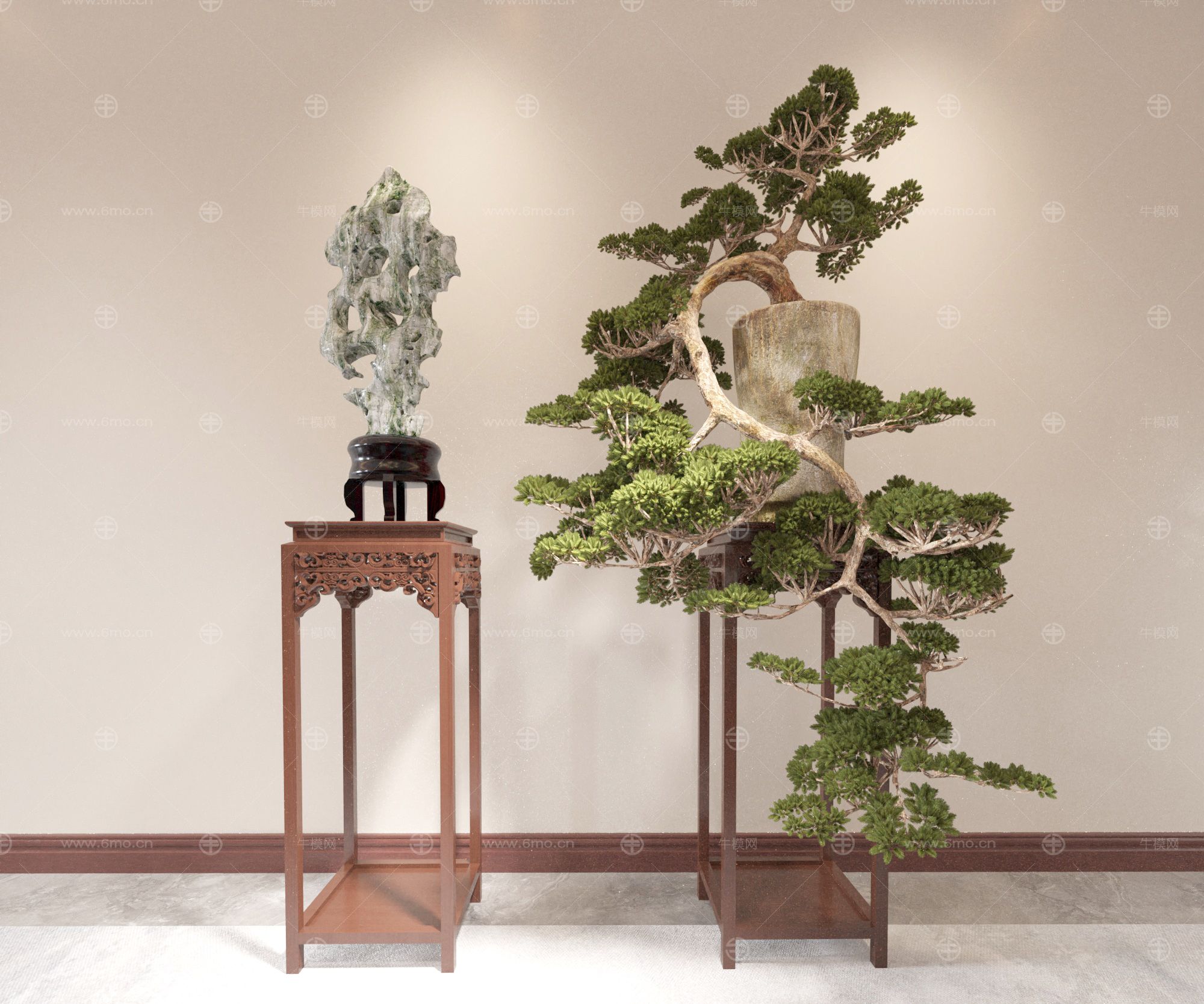 盆景 盆栽 造景 植物 室内绿植 雕塑 石雕
