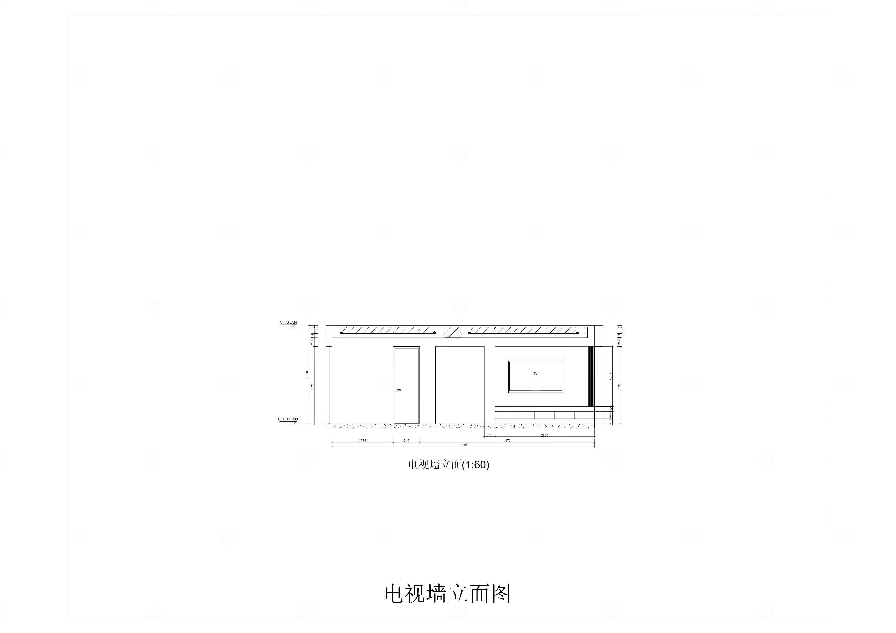 现代简约悬浮吊顶 电视墙