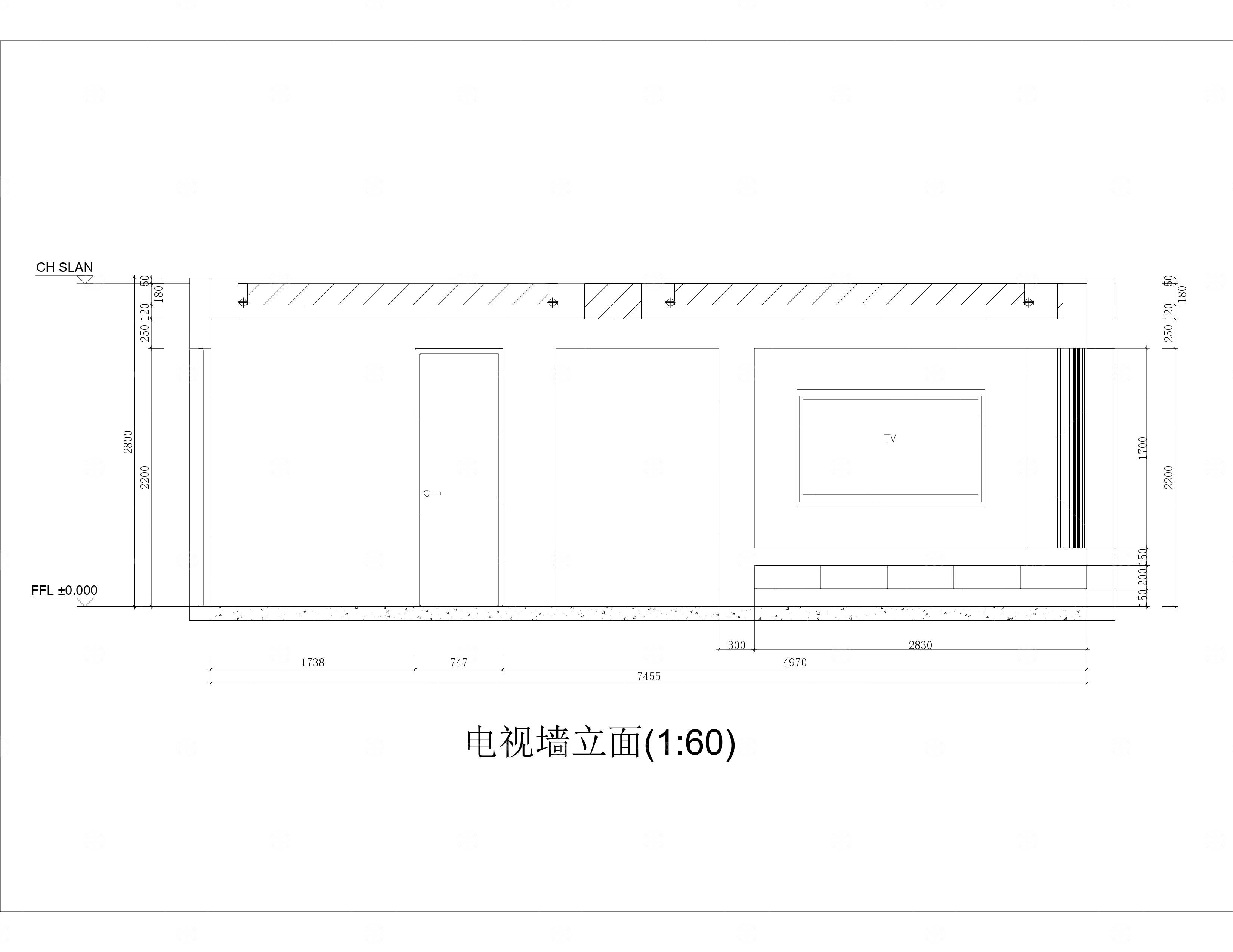 现代简约悬浮吊顶 电视墙