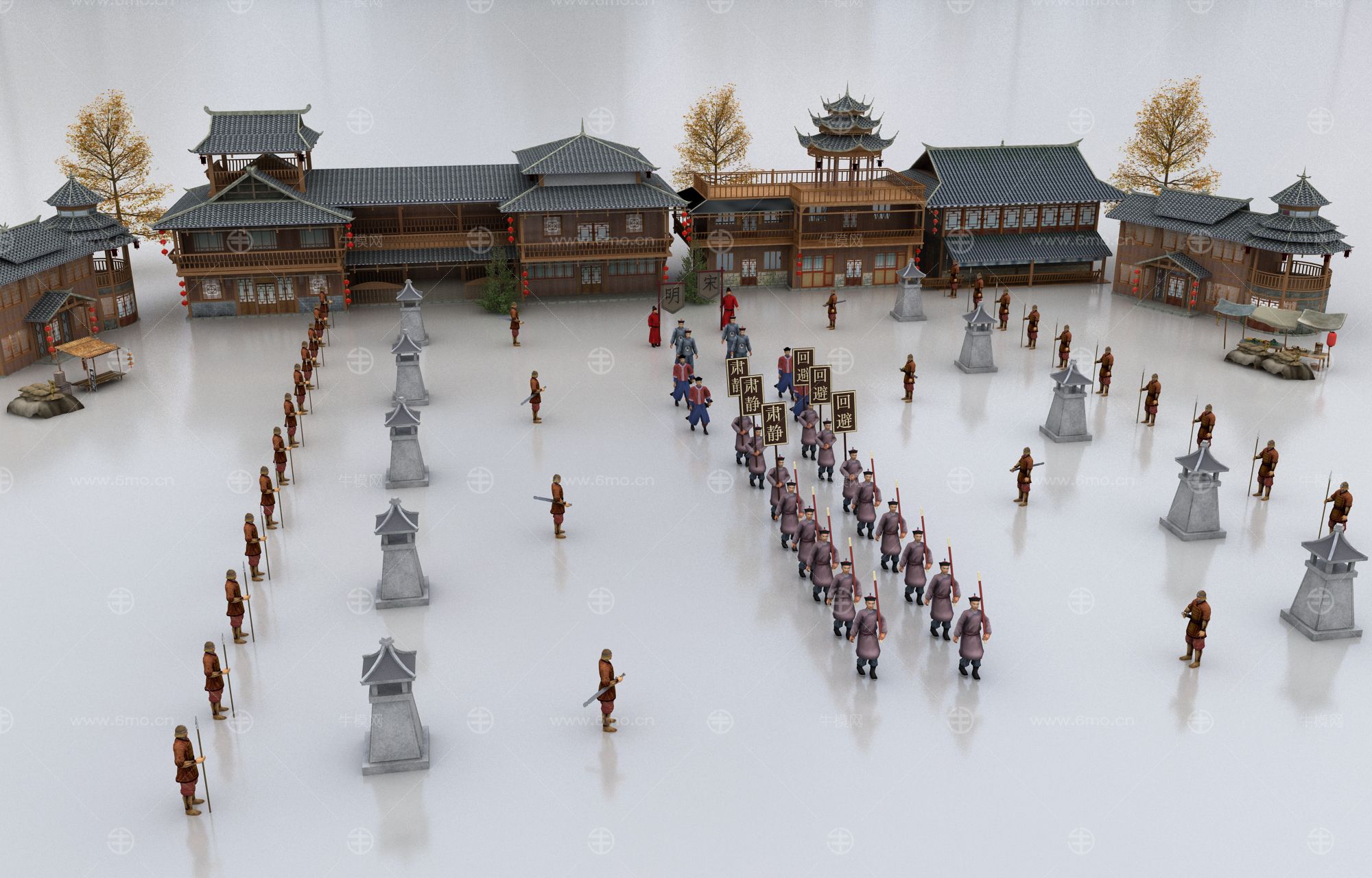 古代士兵古建组合