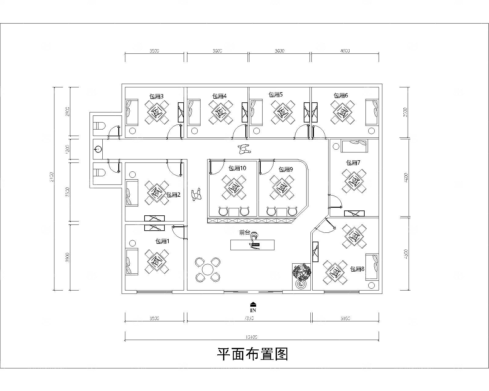 10套棋牌室平面图cad