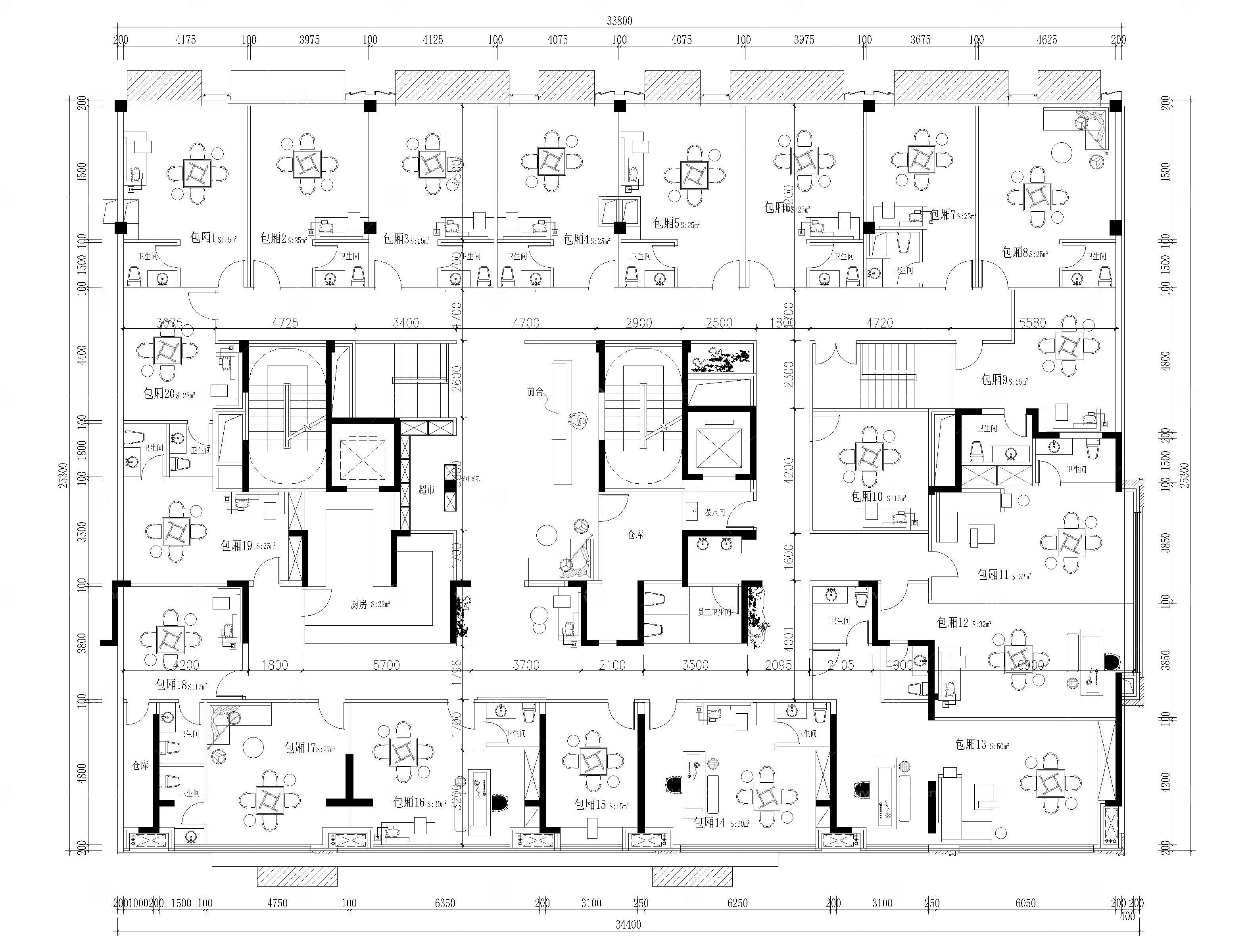 10套棋牌室平面图cad