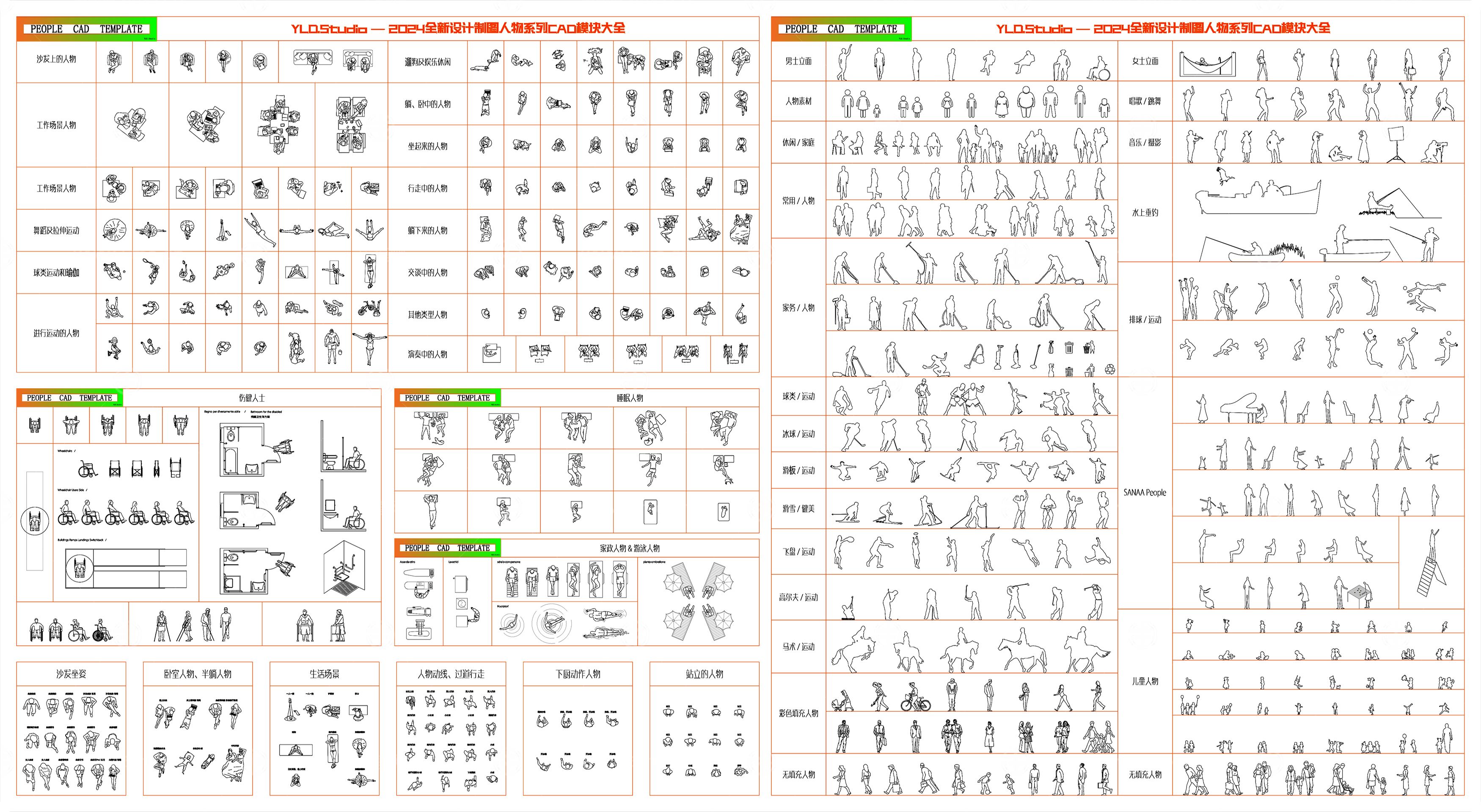 2024全新设计制图人物系列CAD模块大全
