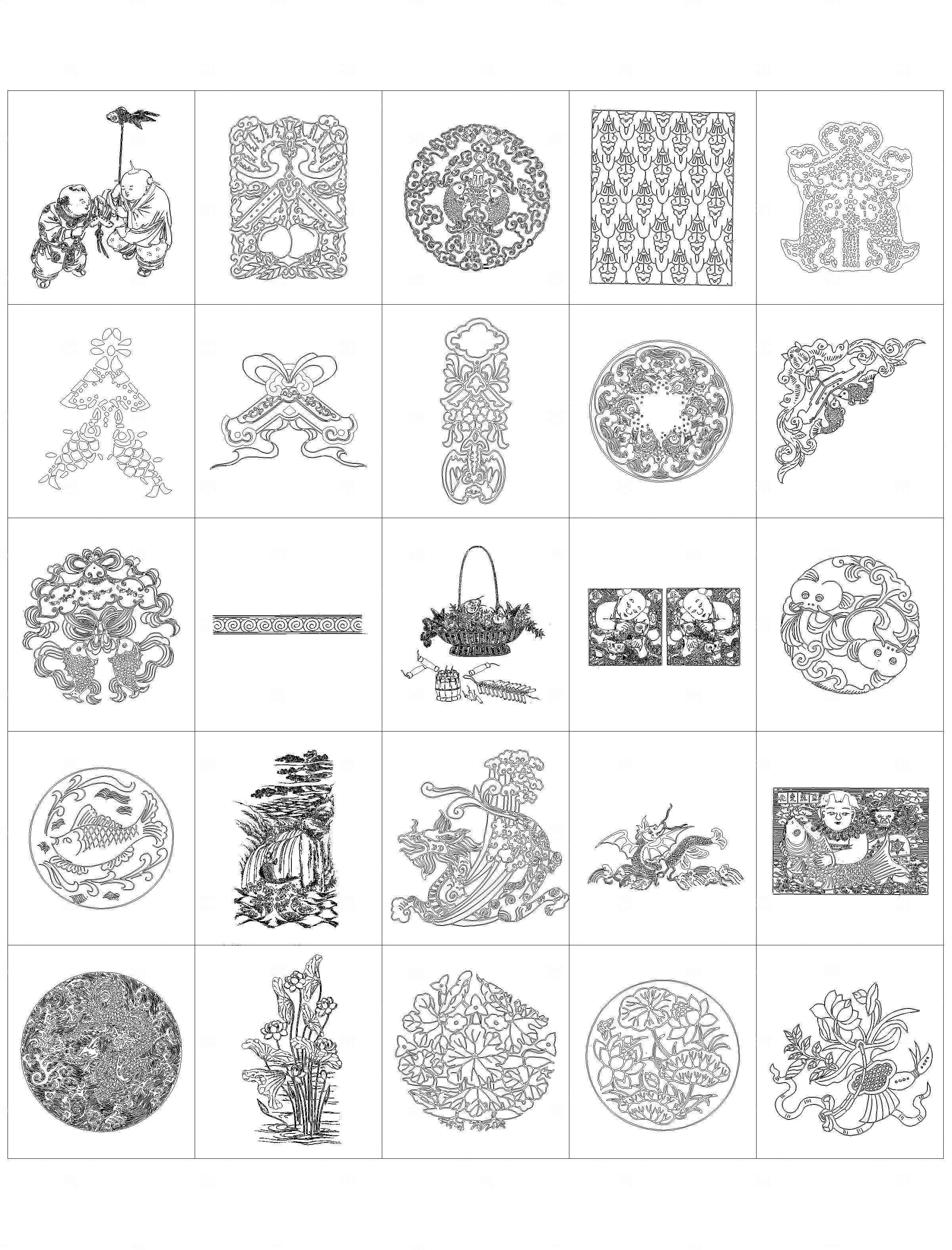 中式图案CAD图库