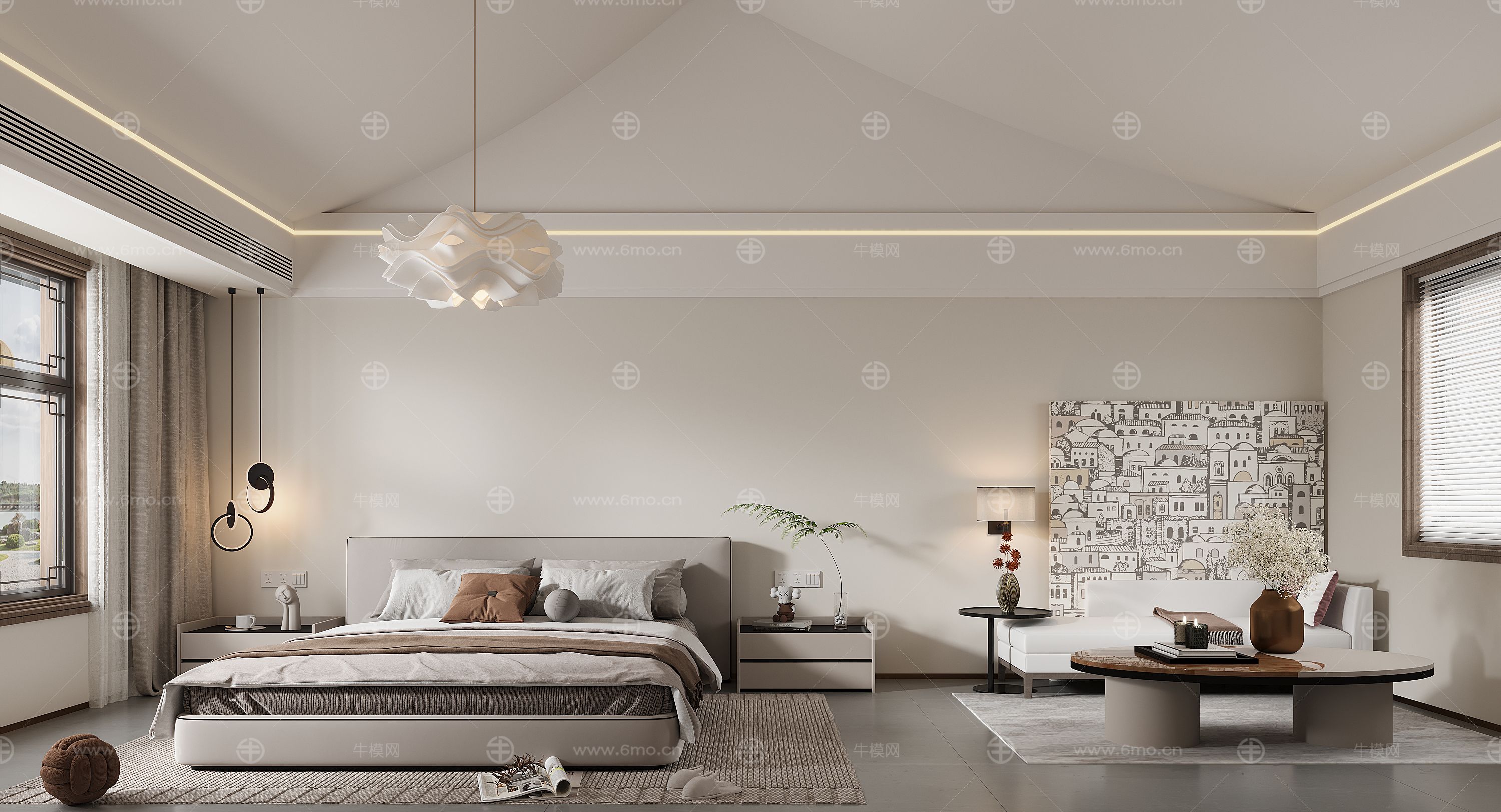 现代家居卧室 双人床 主卧 饰品摆件