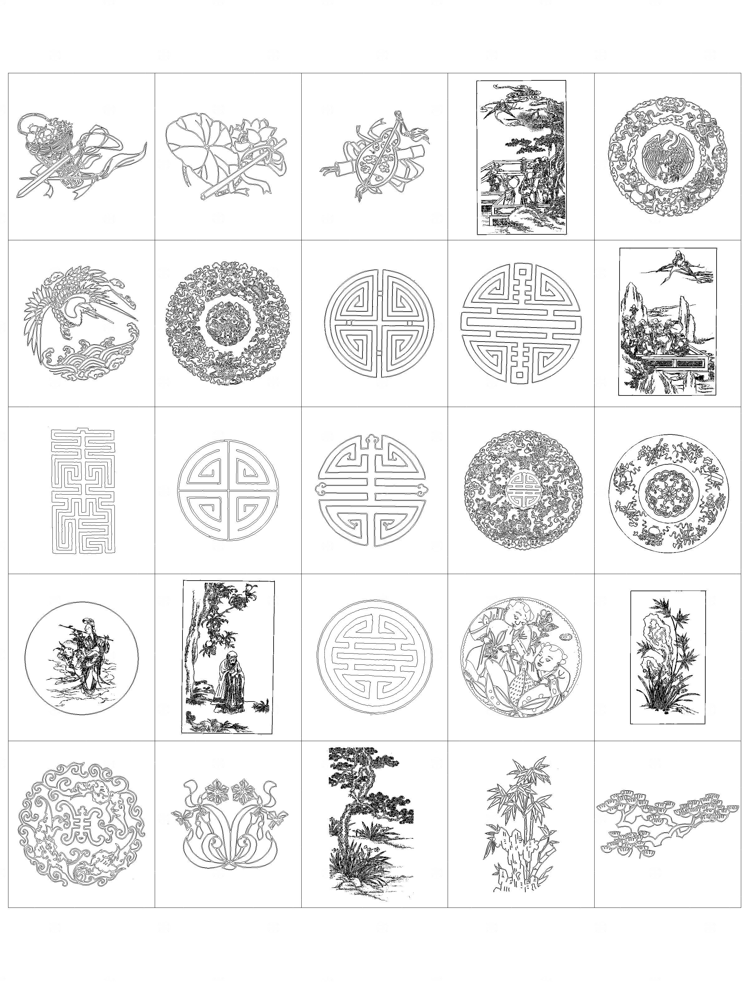 中式图案CAD图库