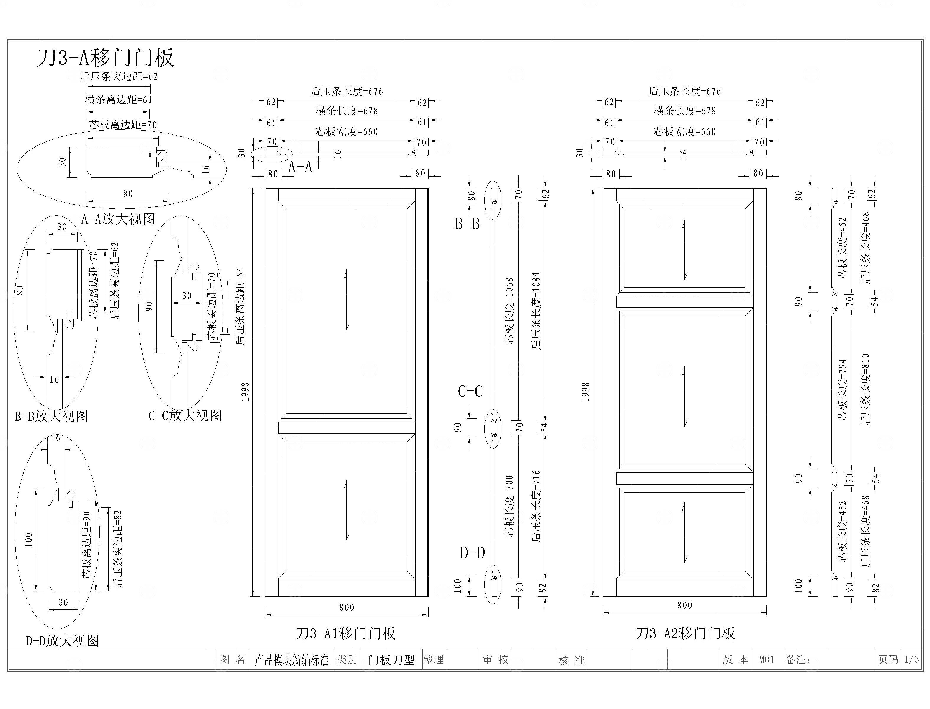 移门门板刀型CAD