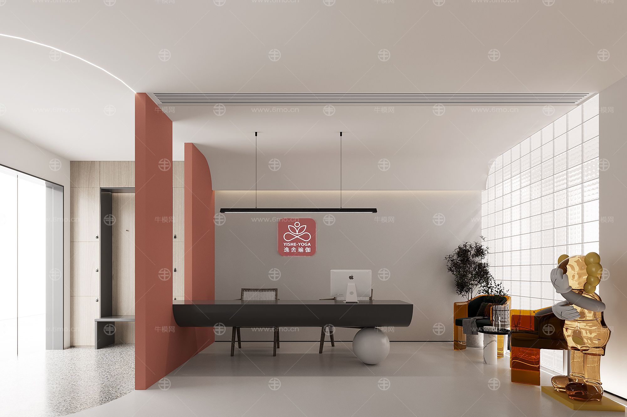 瑜伽馆CAD施工图+效果图
