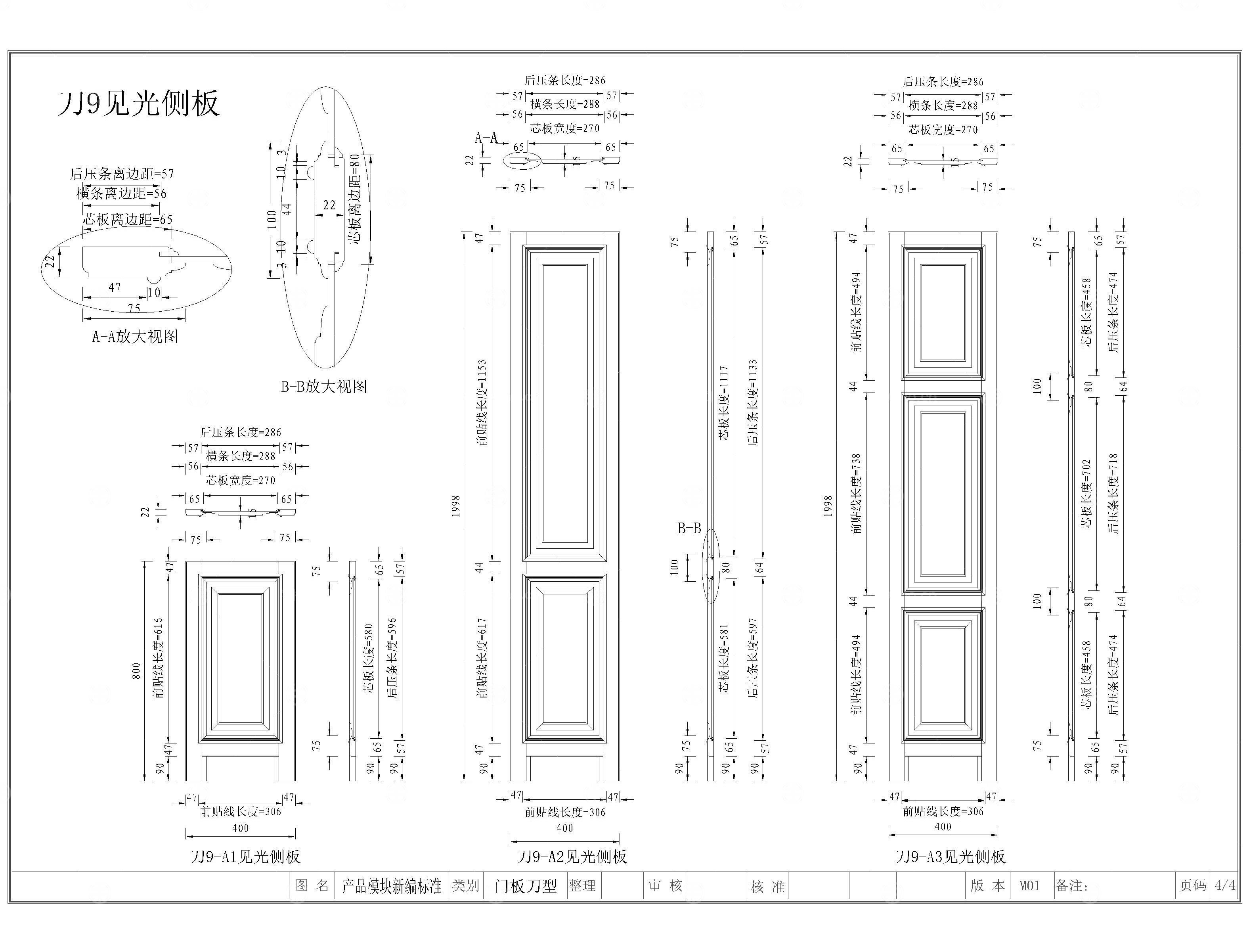 移门门板刀型CAD