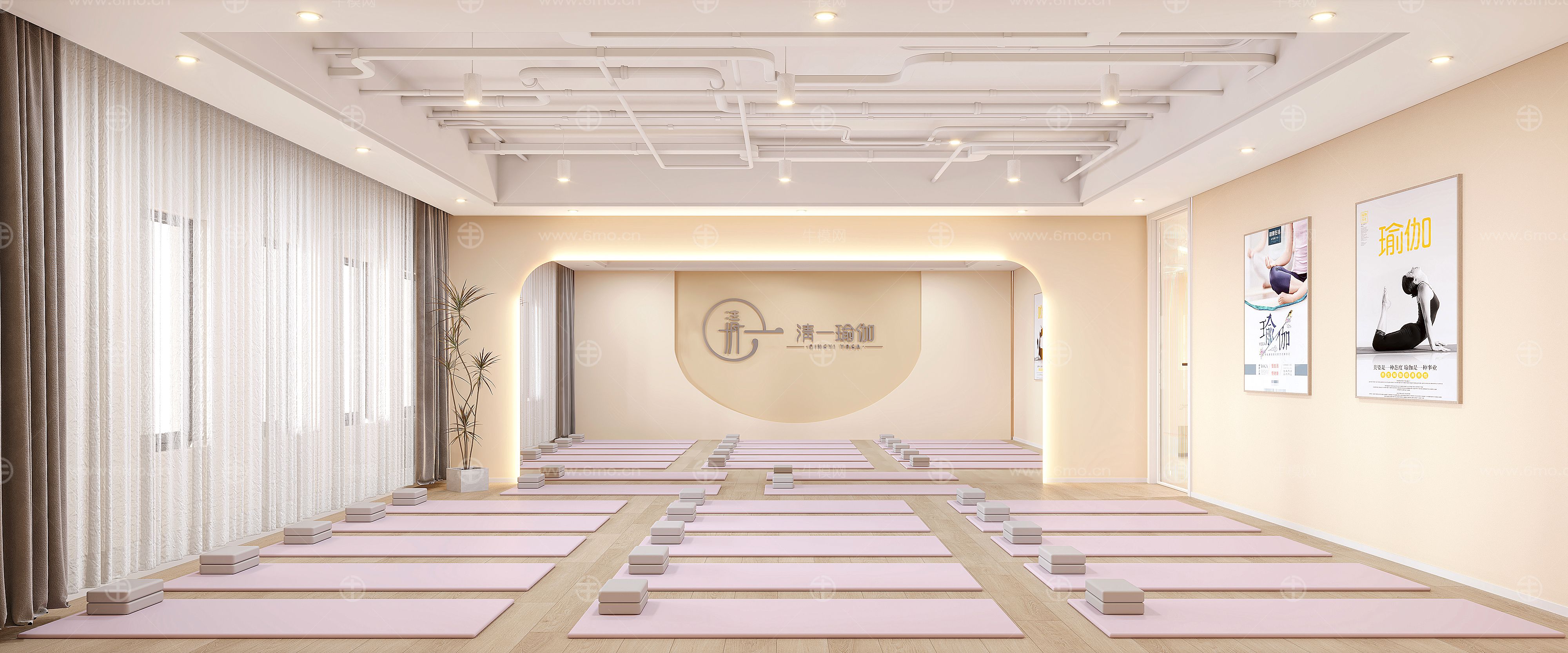 现代瑜伽馆CAD施工图+效果图