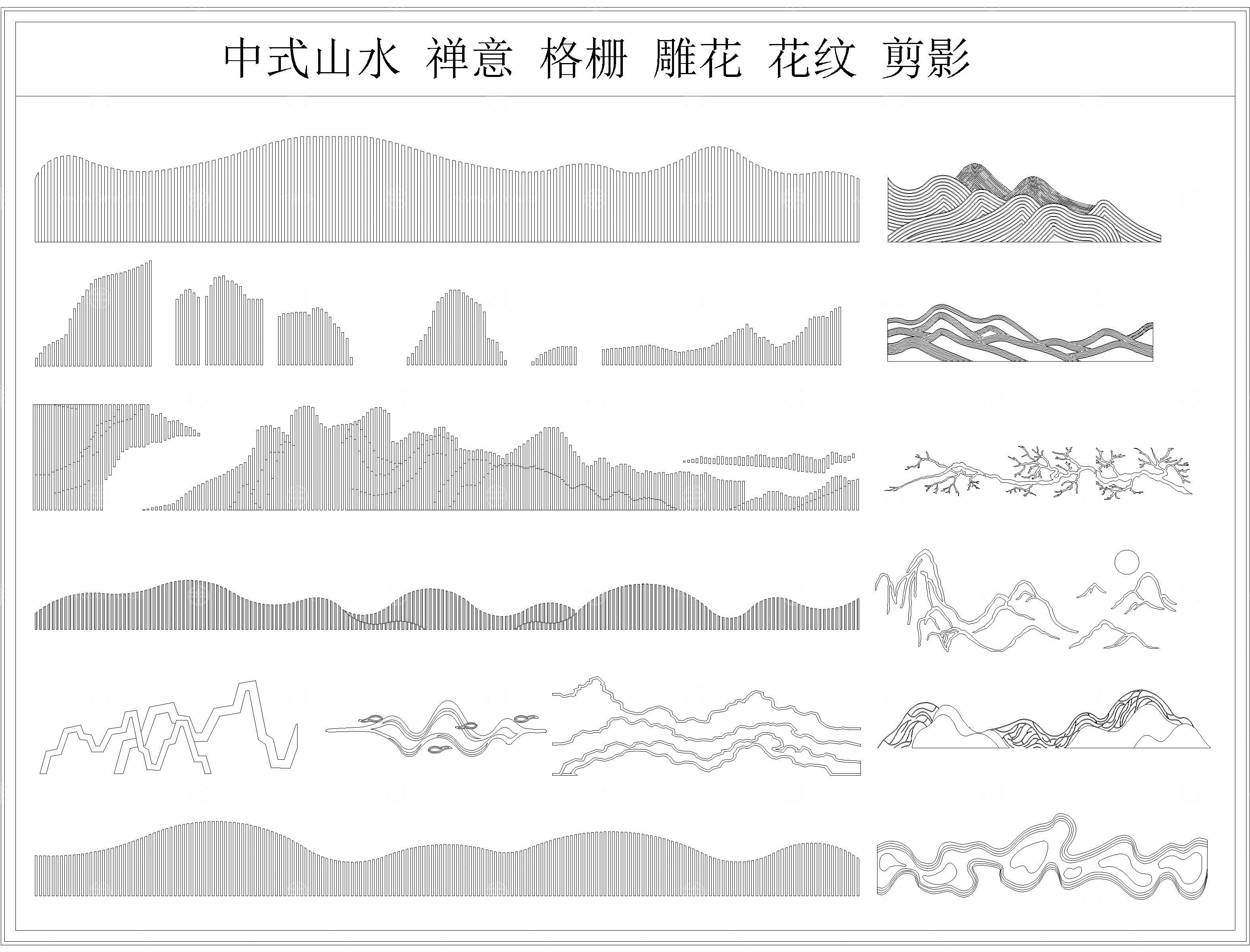 格栅景墙CAD立面图