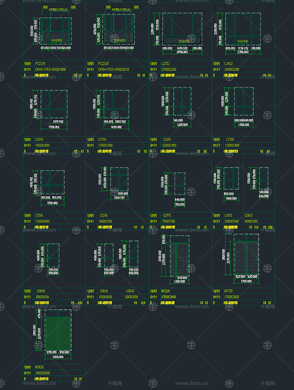 别墅窗户立面cad
