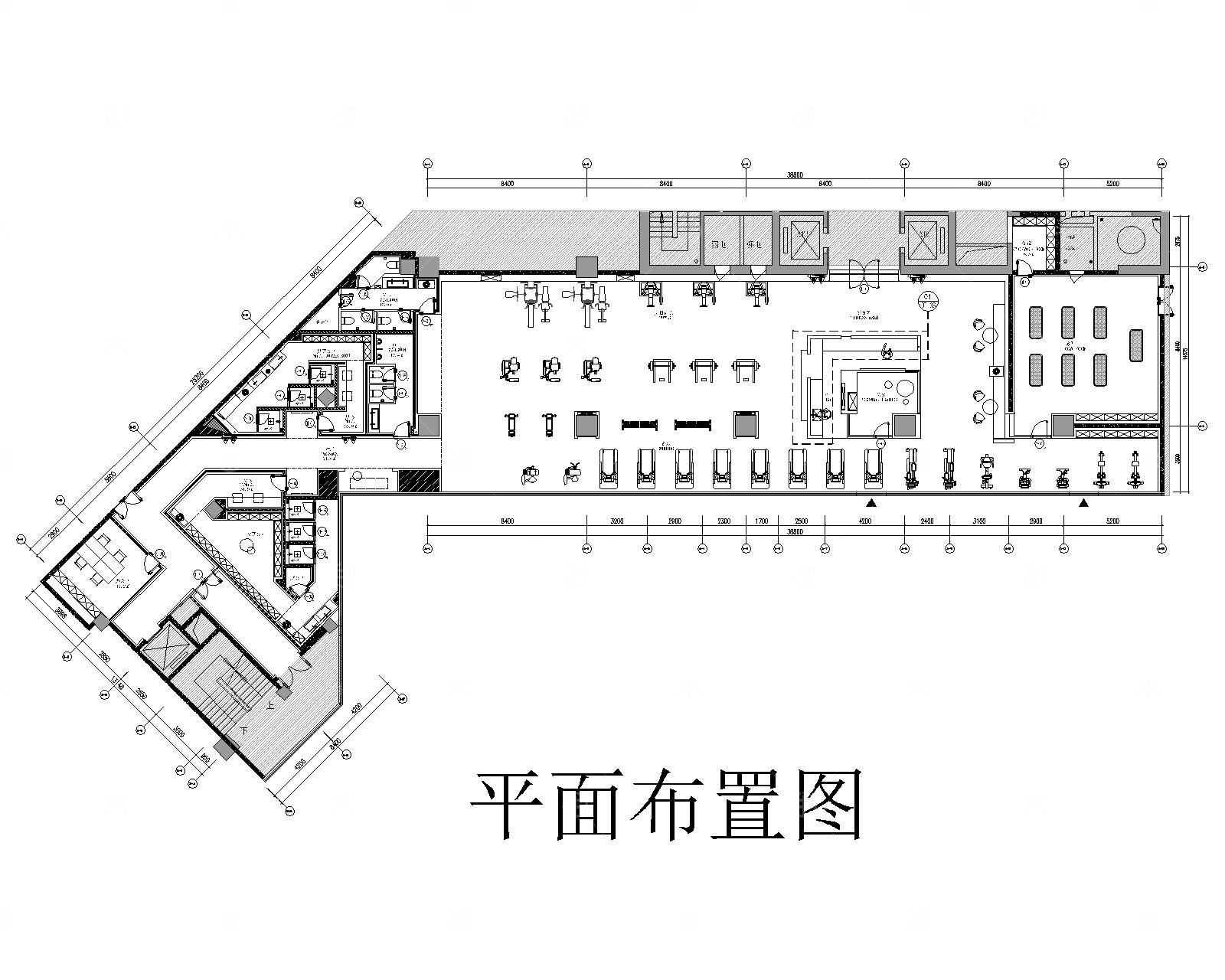 健身房CAD施工图+效果图+物料清单
