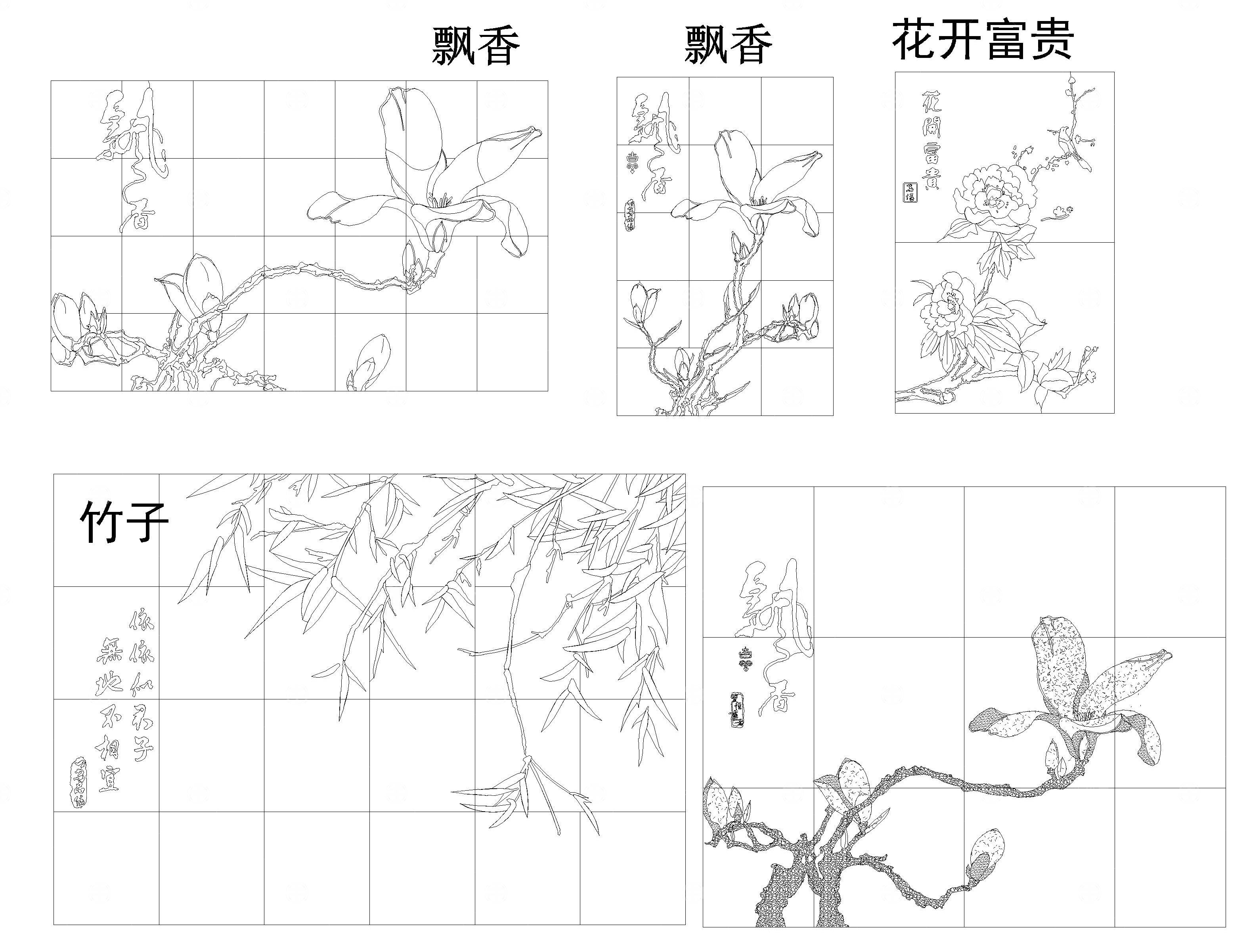 中式风装饰CAD图案