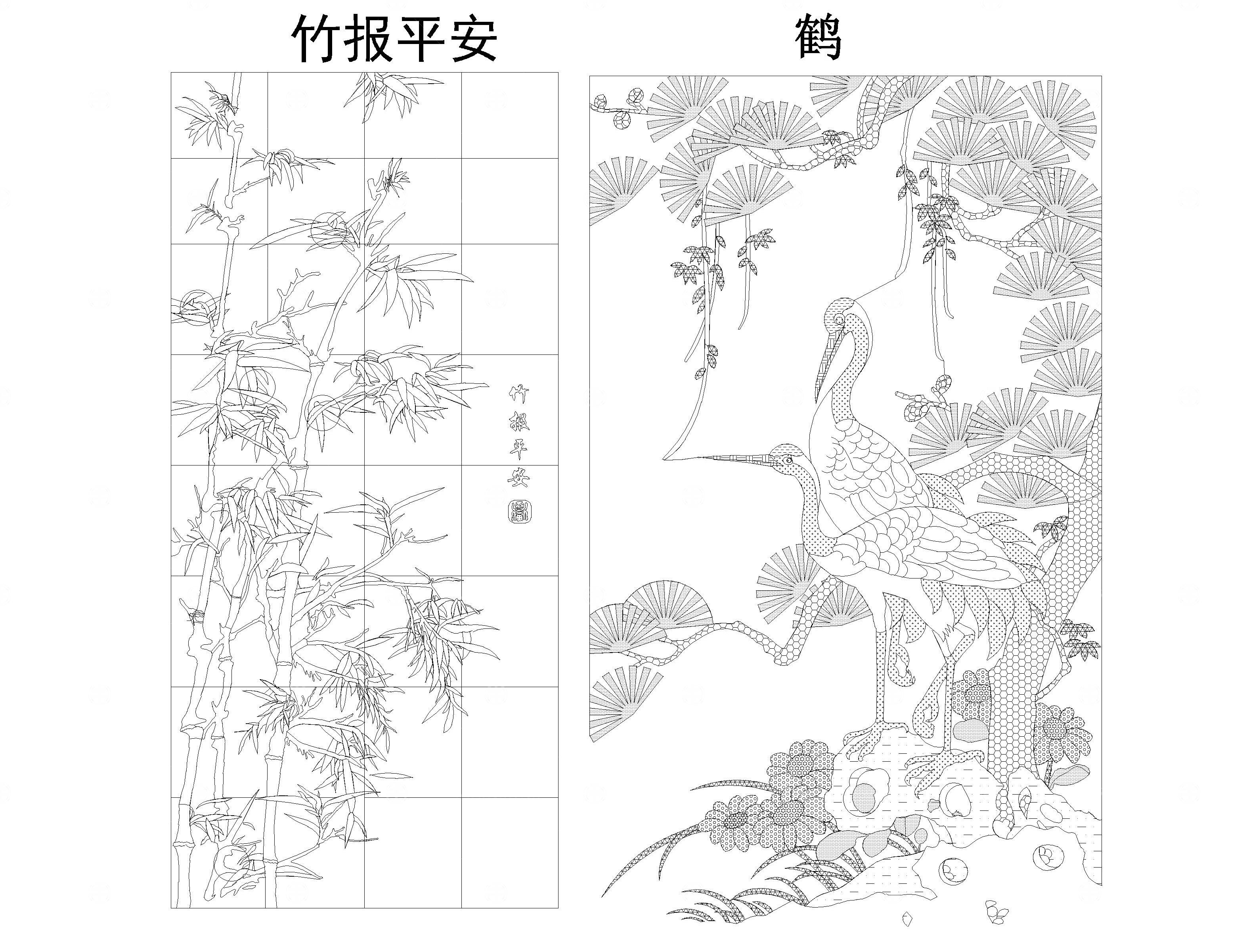 中式风装饰CAD图案